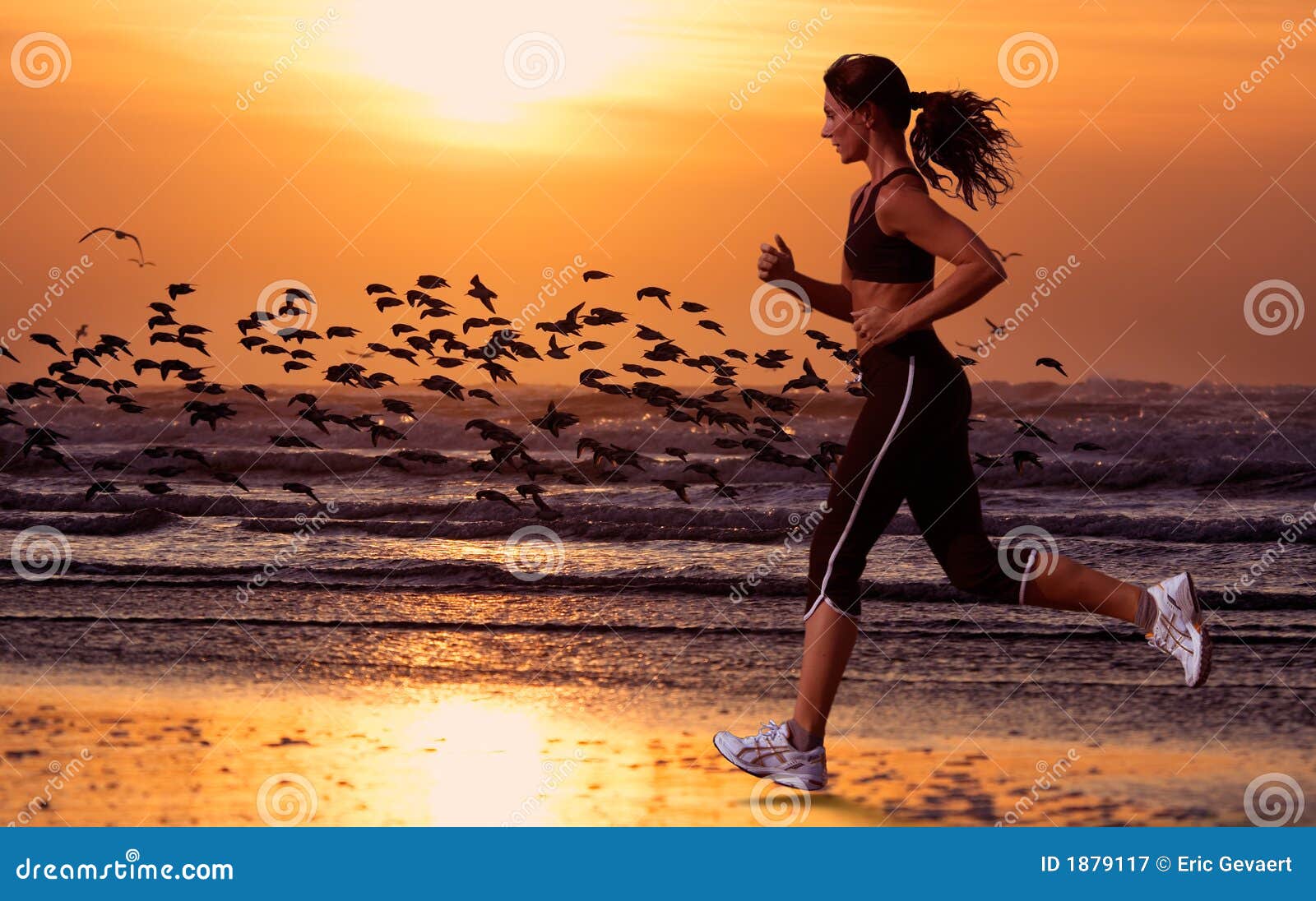 woman running on the beach