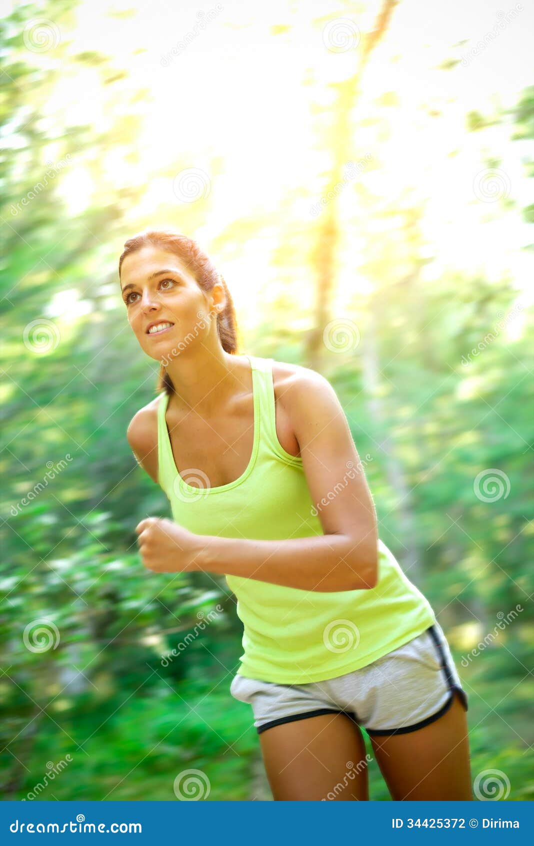 Woman Running Fast In Forest Stock Photography - Image: 34425372