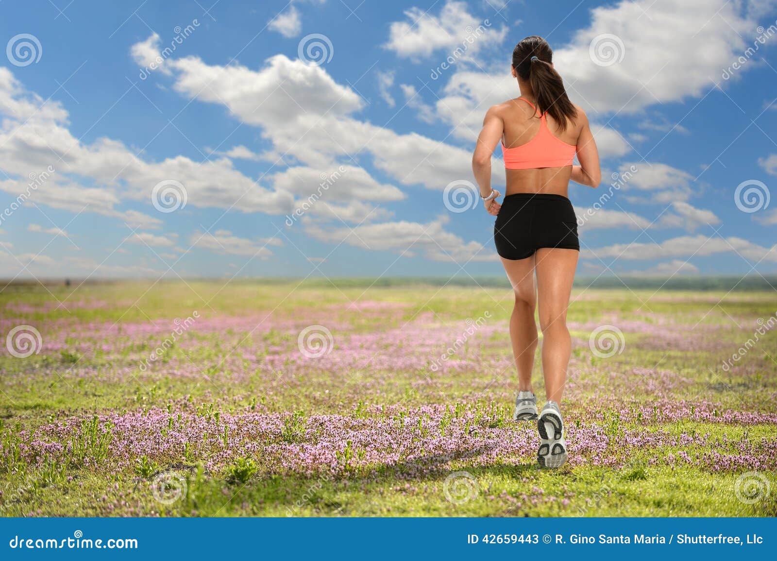 Woman Running on Field stock image. Image of healthy 42659443
