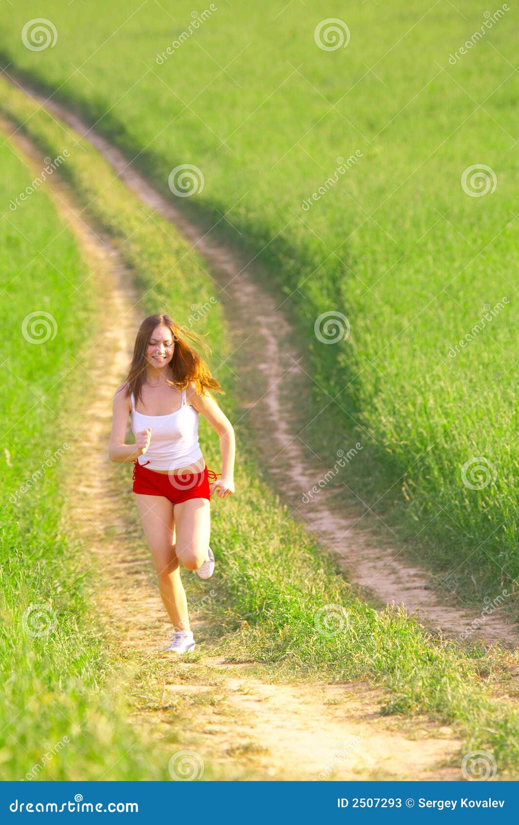 Woman Running In The Fields Stock Image Image Of Nature Female 2507293