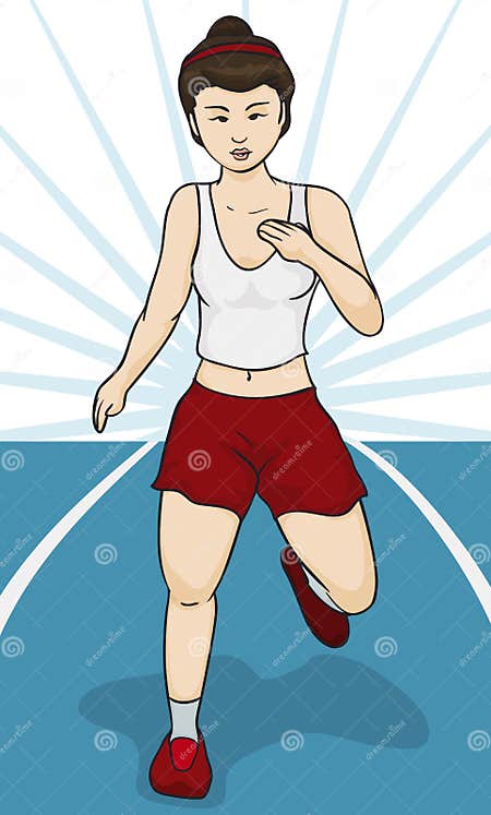 Woman Running in a Sprint Race Event, Vector Illustration Stock Vector ...