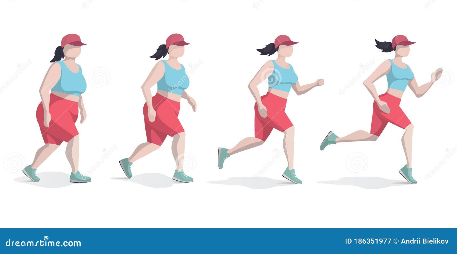 Woman Running To Lose Weight. Workout at Outside. Stock Vector -  Illustration of lifestyle, person: 186351977