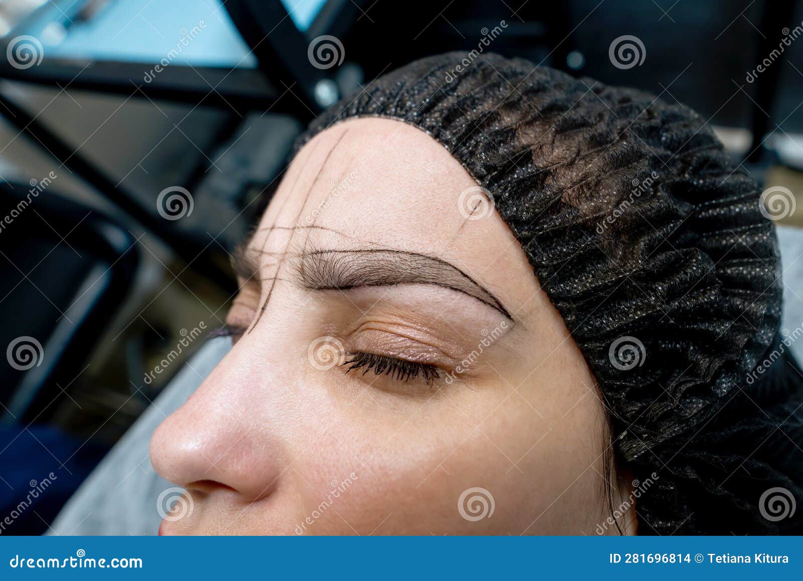 Woman S Eyebrows with Guide Lines Around the Eyebrows To Get the Exact