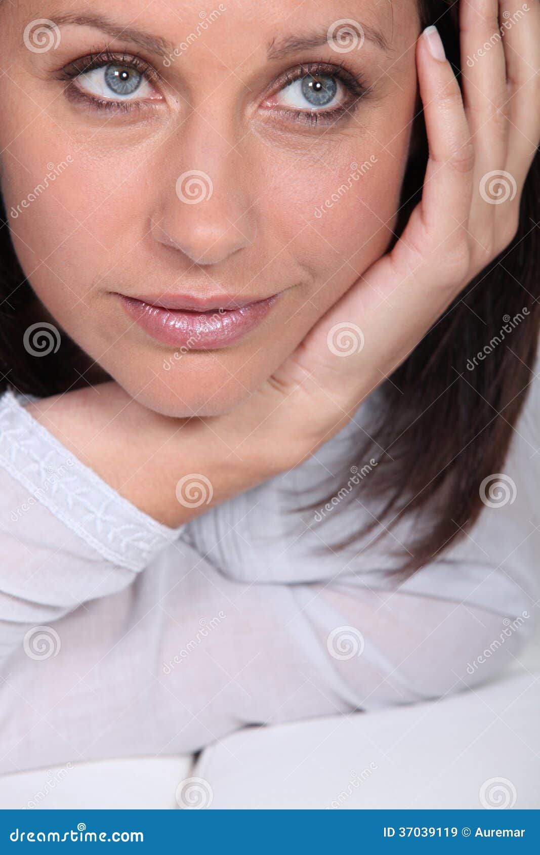 Woman s face saddened stock image. Image of posture, embroidered 37039119