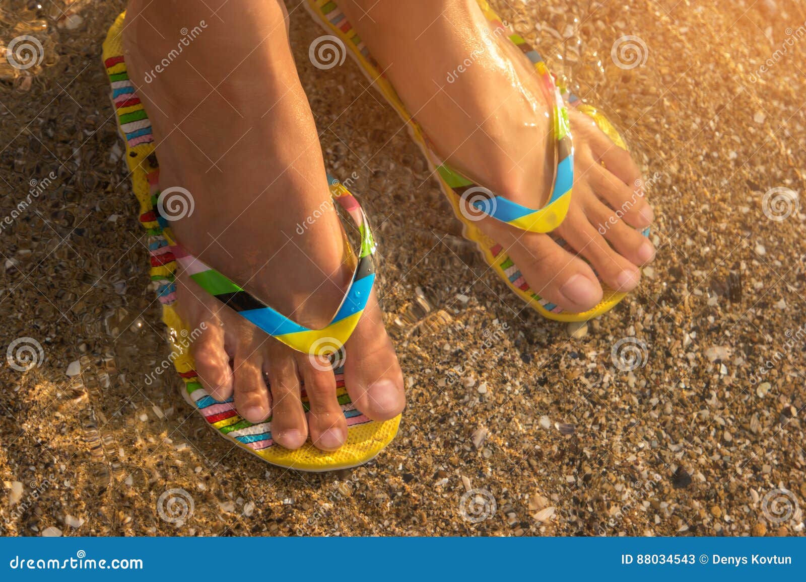 Woman`s Feet in Flip Flops. Stock Image - Image of flop, rest: 88034543