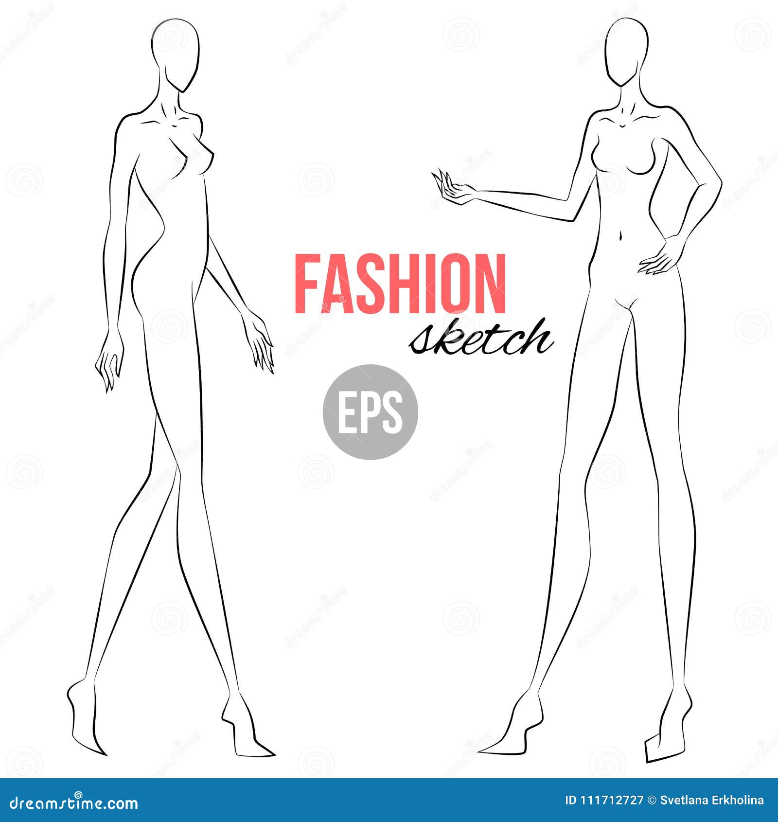 Vector illustration various evening dresses set and casual clothes skirt  sundresses model in different poses sketch Stock Vector by ©samui 97147844