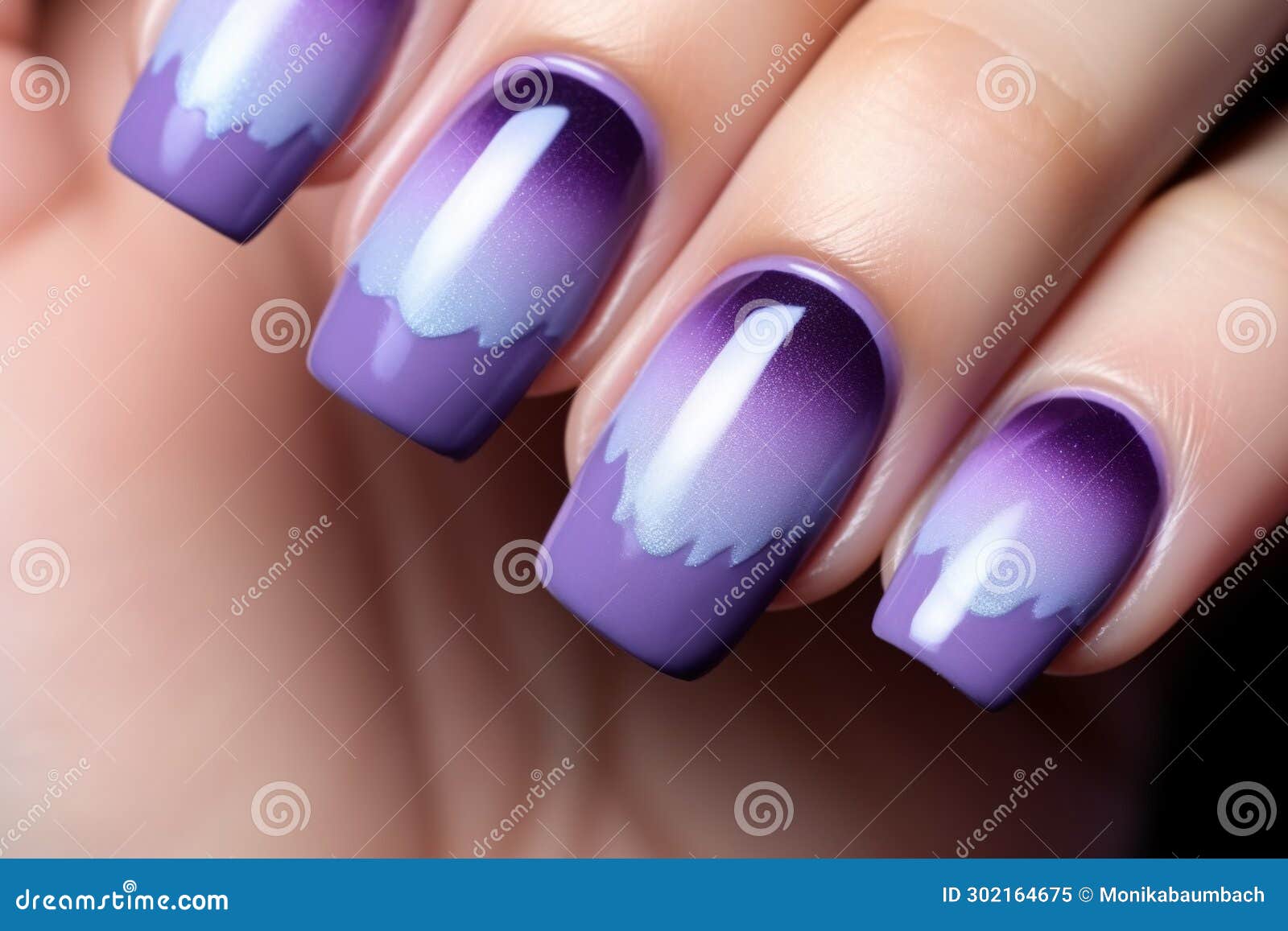 Buy Acrylic Press on Nails Long Stiletto Almond Fake Nails with Black  Purple Ombre Design False Nails French Tip Artificial Nails Glossy Full  Cover Press ons Cool Stick on Nails for Women
