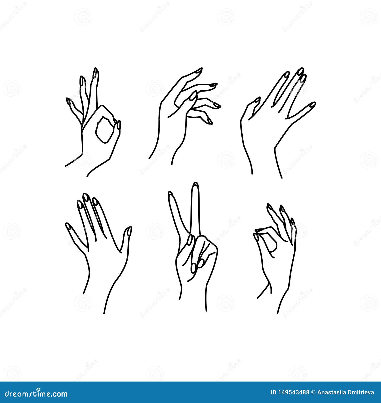 different hand gestures, how to draw anime girl, black and white