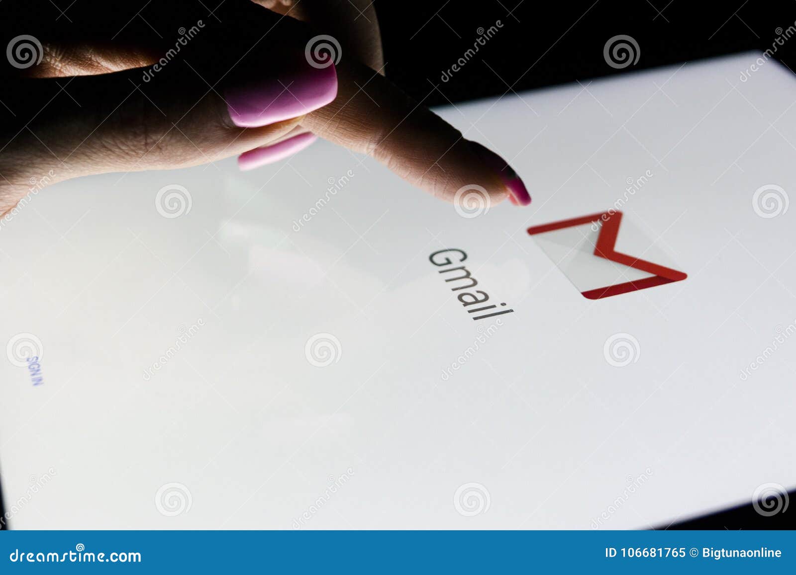 A Woman S Hand Is Touching Screen On Tablet Computer Ipad Pro At Night With Open Google Gmail Application Gmail Is A Free E Mail Editorial Image Image Of Google Night