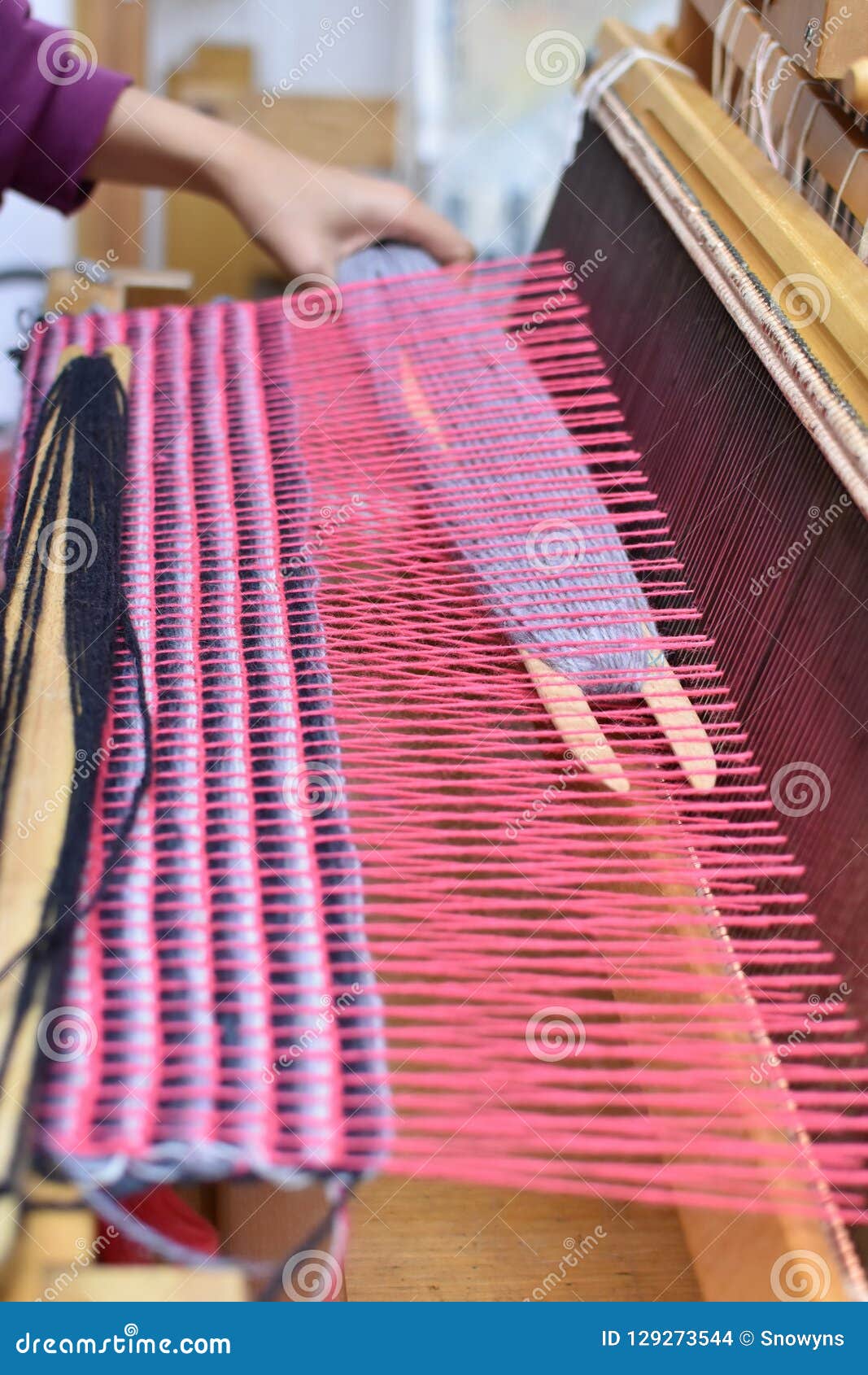 Woman`s Hand Weaving on a Loom Stock Photo Image of womans, weaving