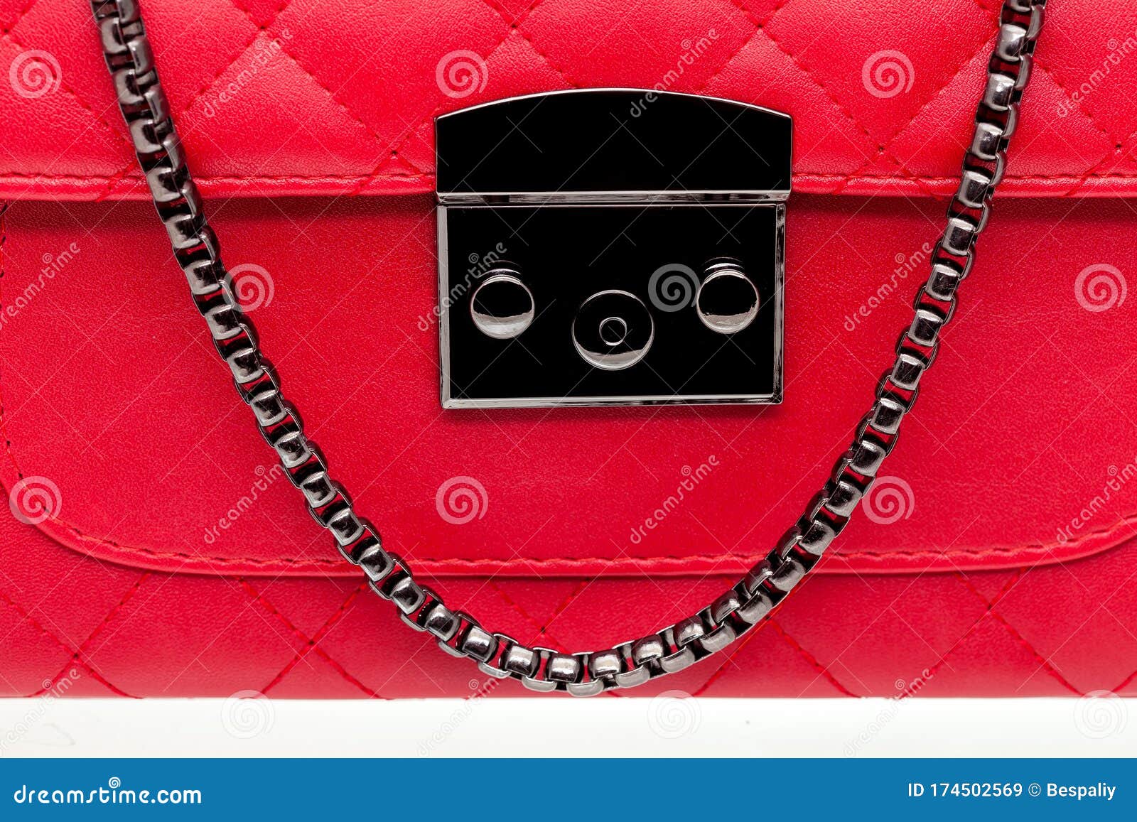 Woman`s Handbag Lock on Red Leather. Stock Image - Image of details ...