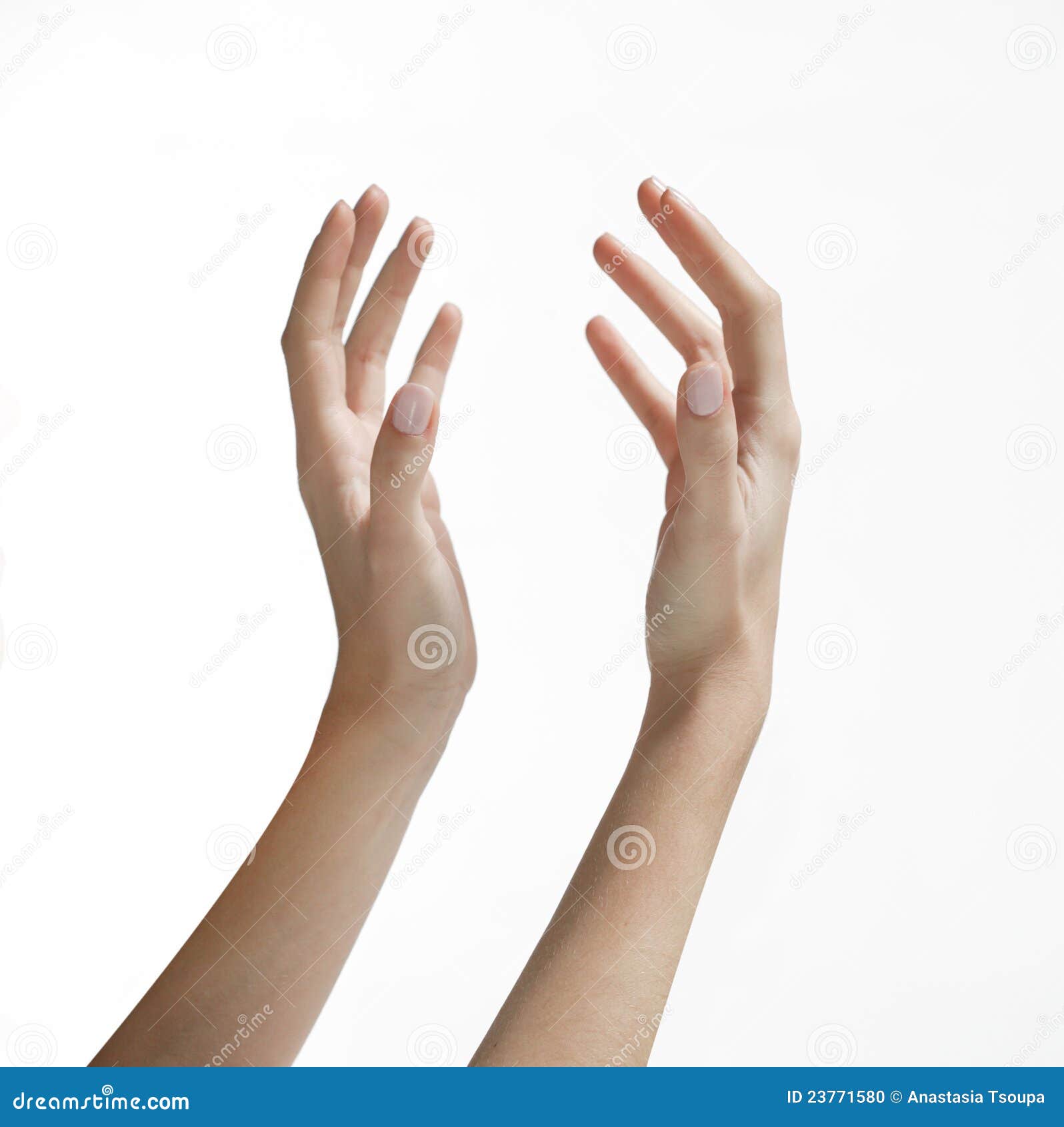 woman's hands reaching up