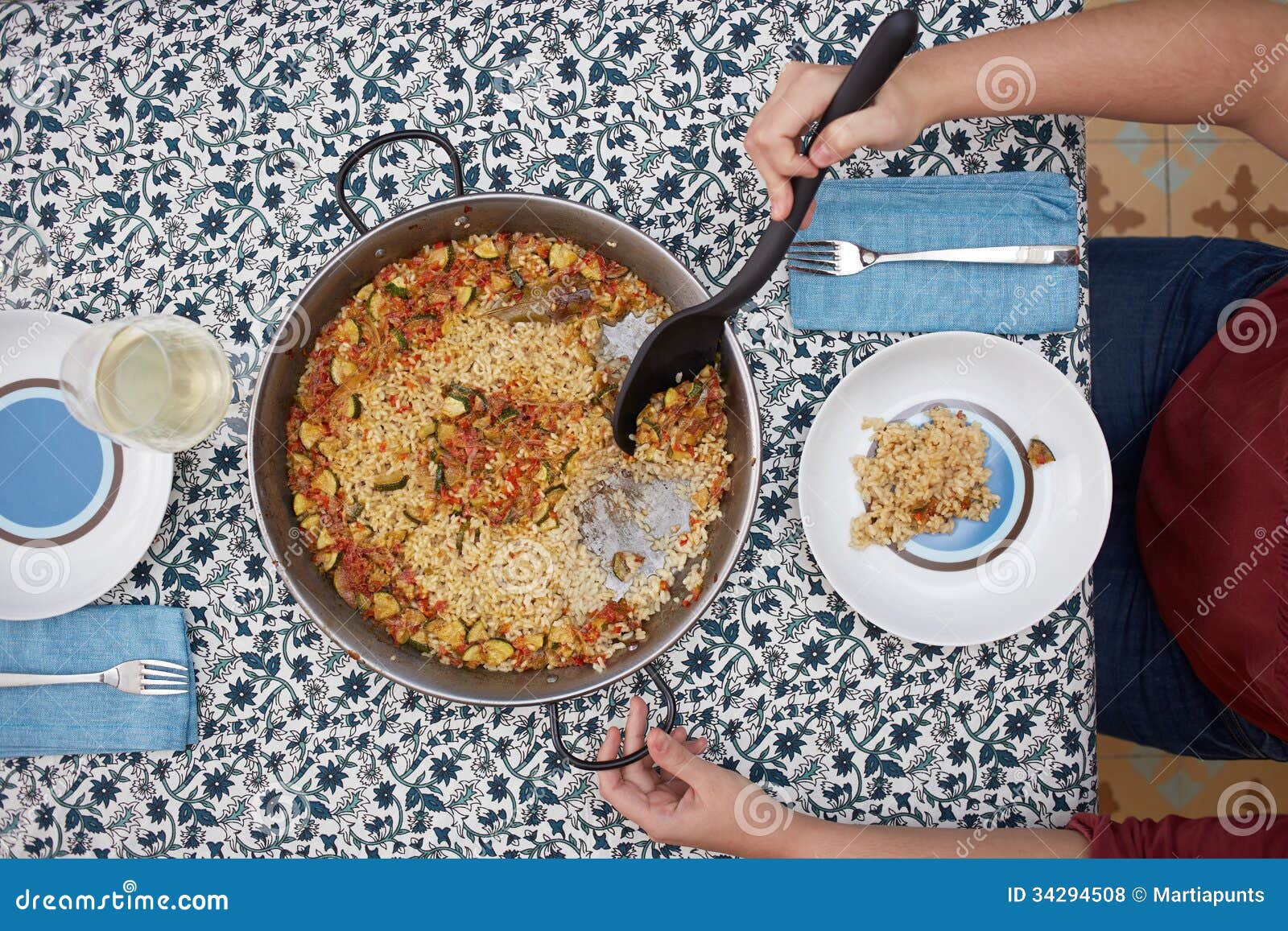 Woman S Hands Serving Rice on a Dish Stock Photo Image of prepared