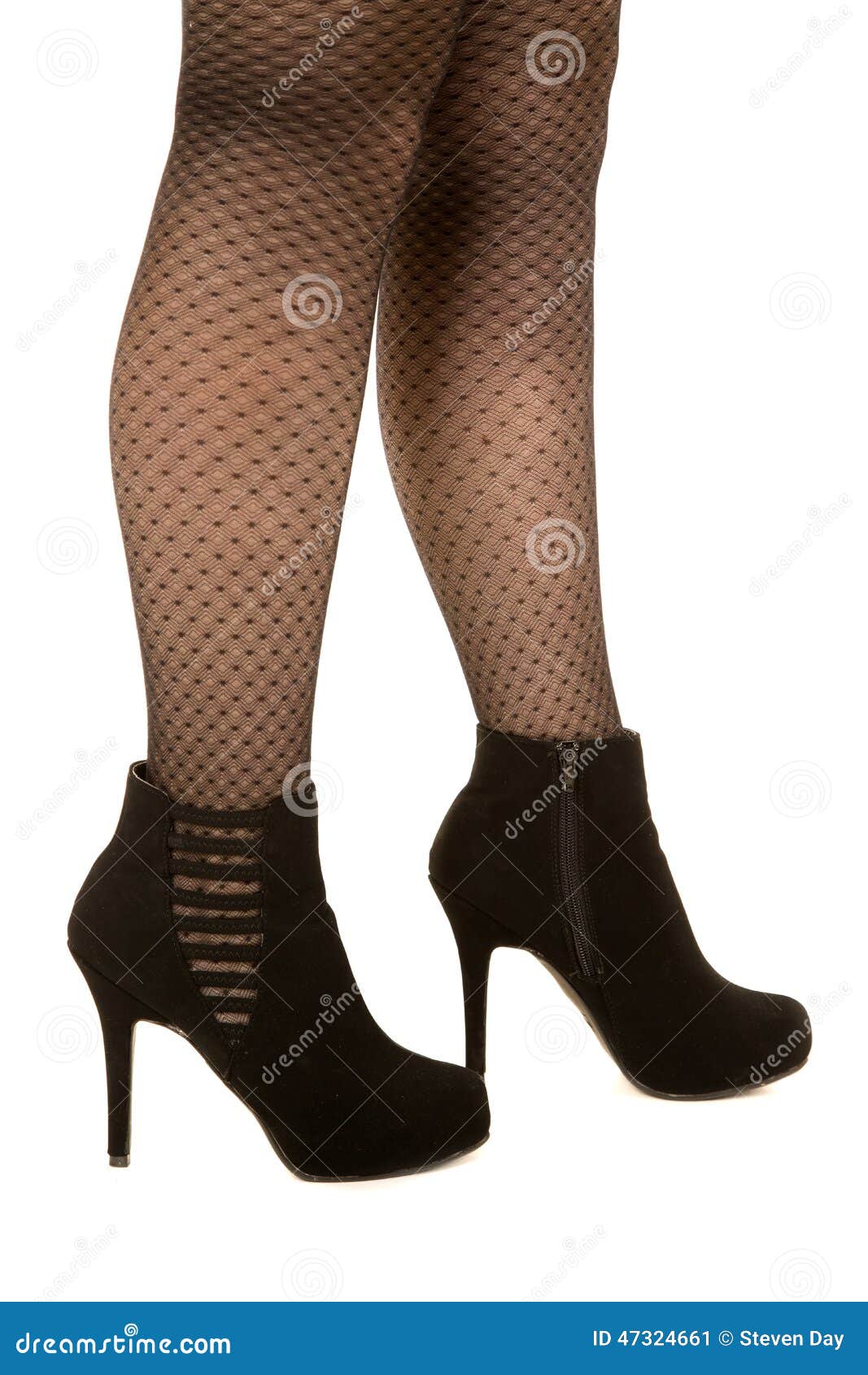 Woman's Legs Side-view Wearing Stockings And High Heels Stock Photo ...