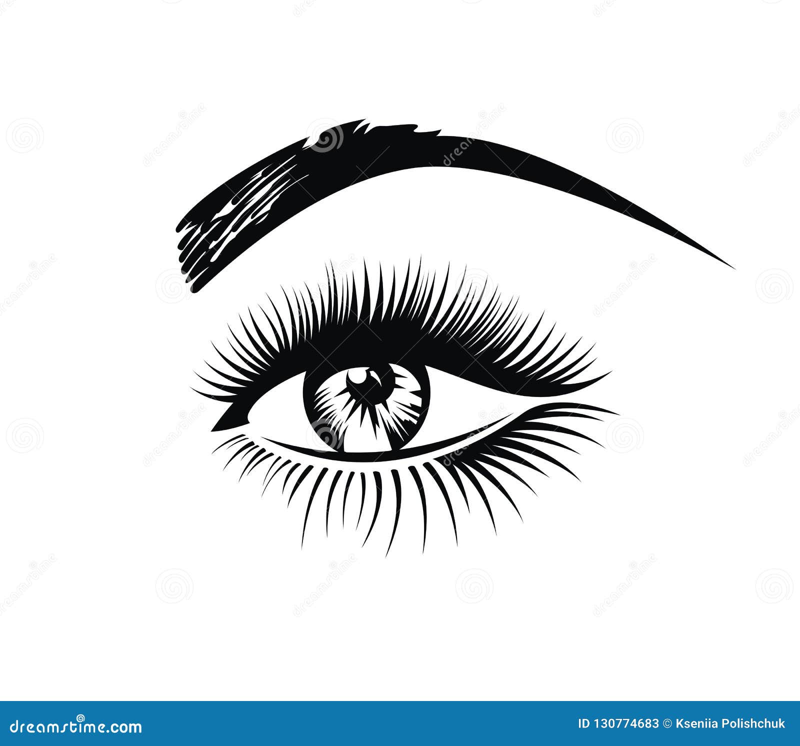 Woman`s Luxurious Eye. Eyelashes Stock Vector