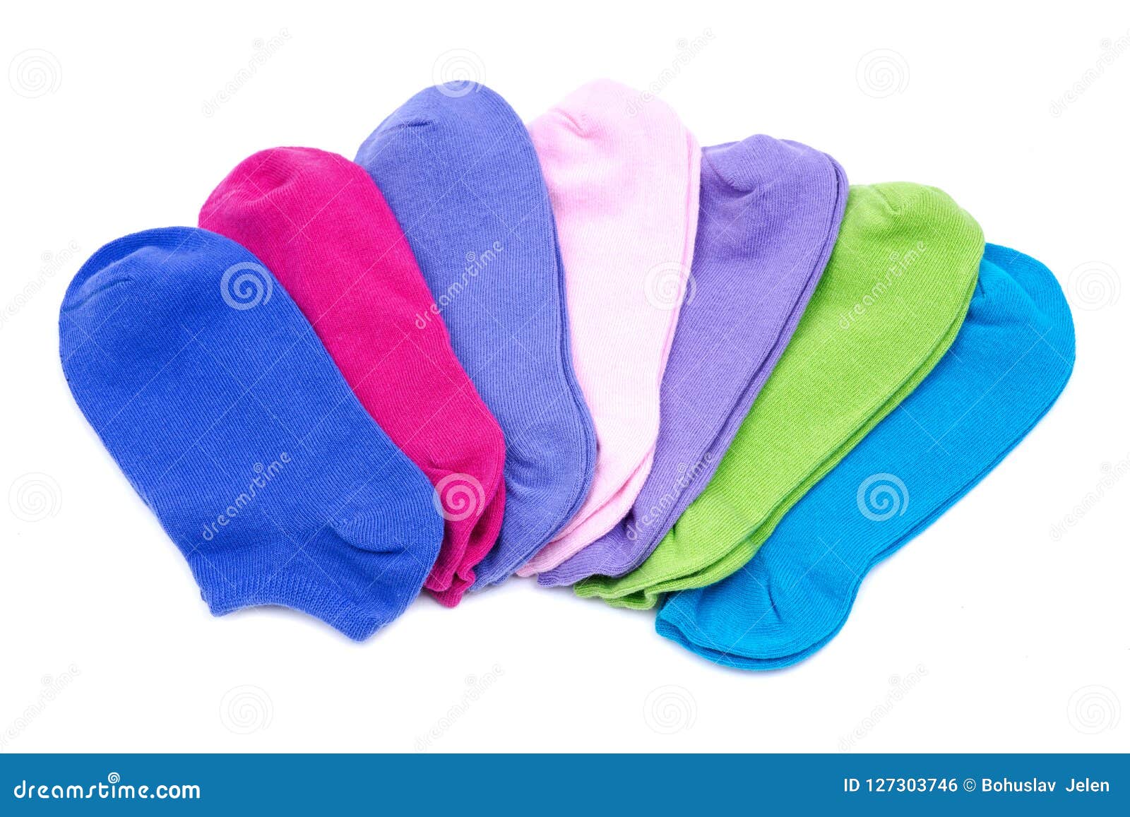 Woman`s Original Ankle Low Rise Colorful Socks Isolated on White Stock ...