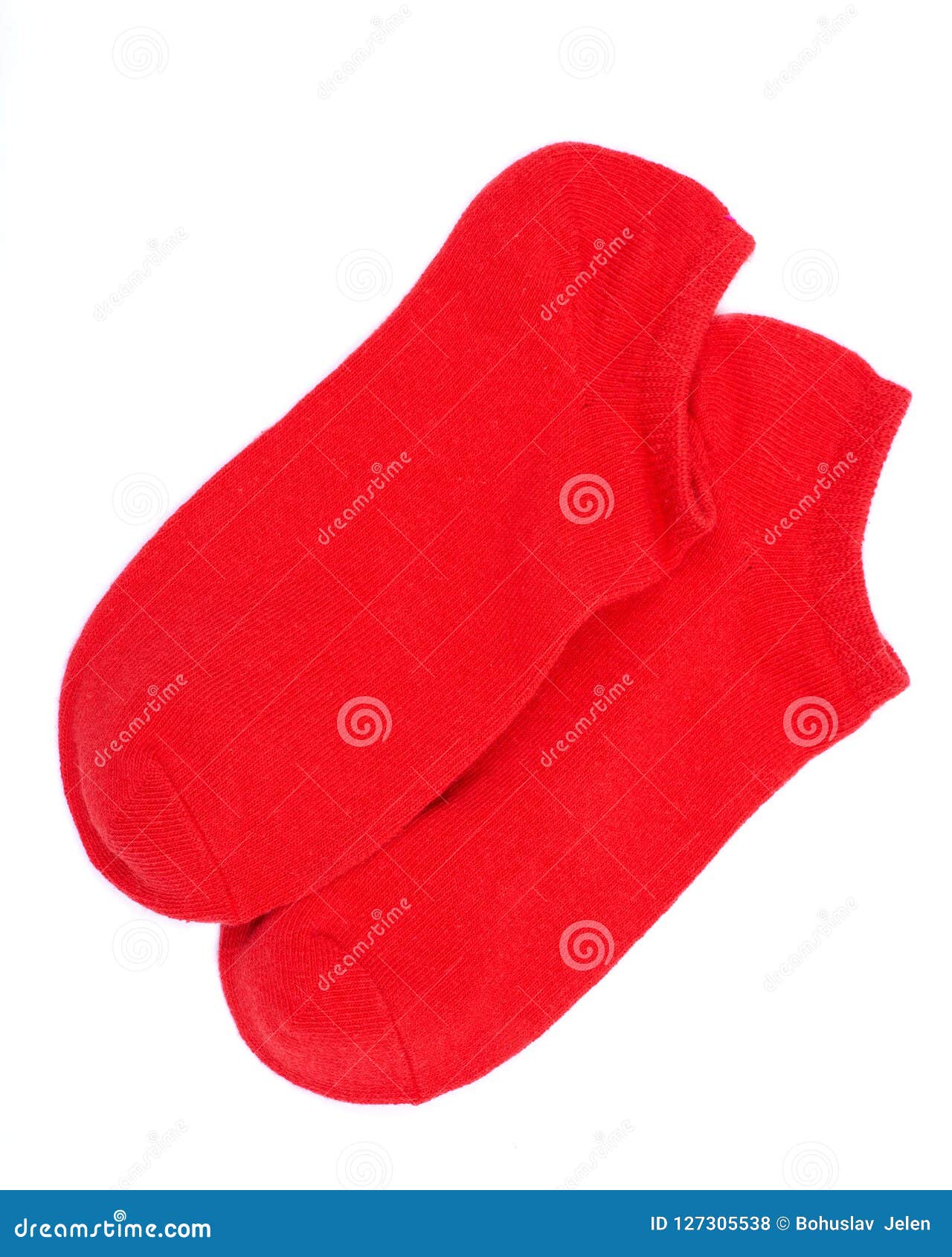 Woman`s Original Ankle Low Rise Scarlet Red Socks Isolated on White ...