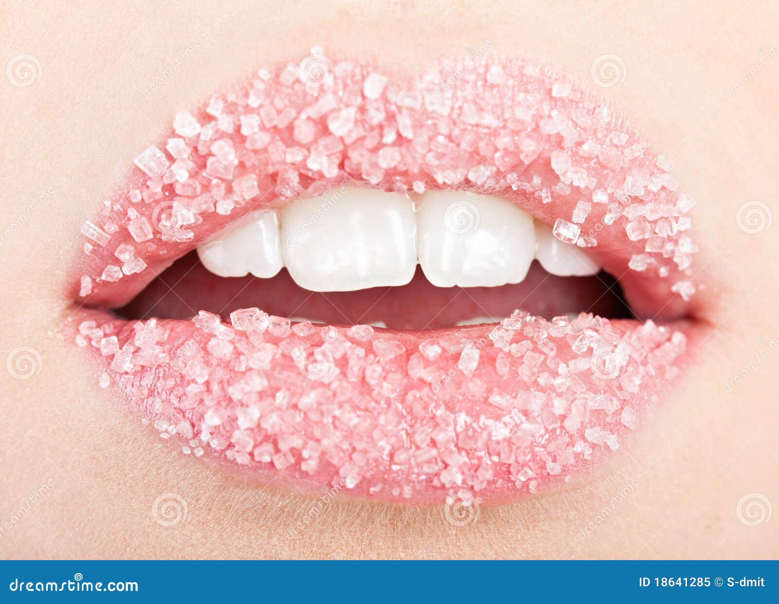 Woman S Red Lips Strewed with Sugar Stock Image Image of lips, skin