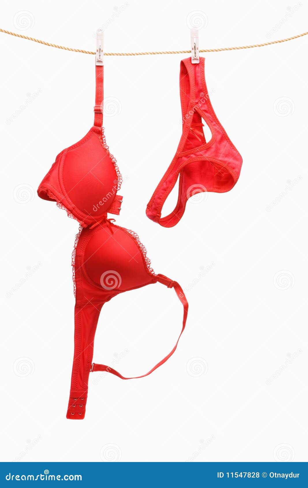Woman S Red Underwear Hanging on Rope Stock Photo - Image of