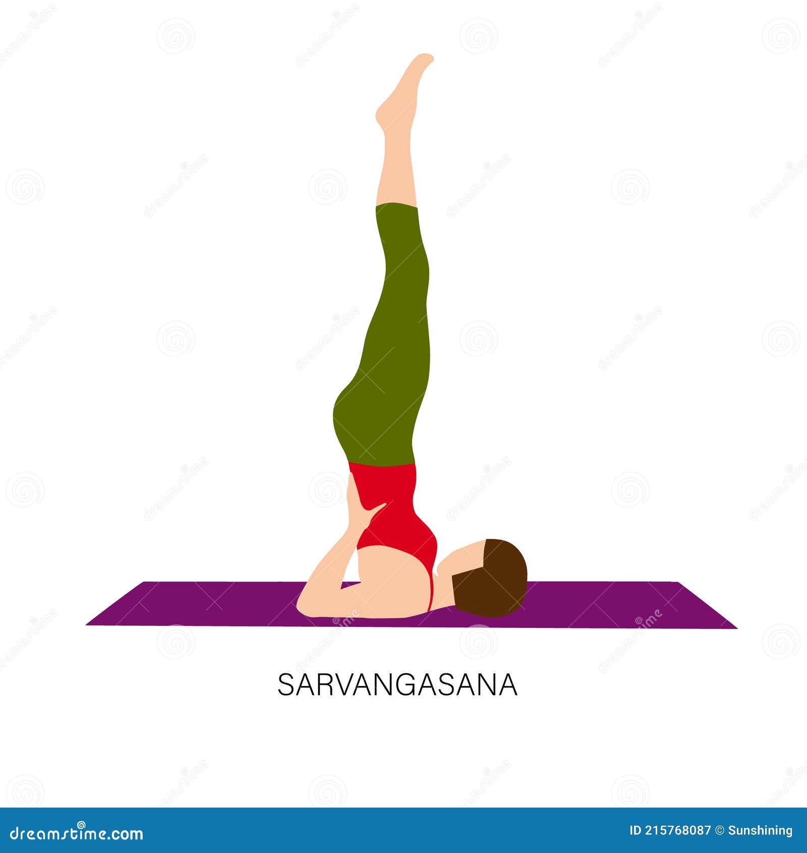 Woman in Sarvangasana or Shoulder Stand Pose. Stock Vector - Illustration  of cartoon, health: 215768087