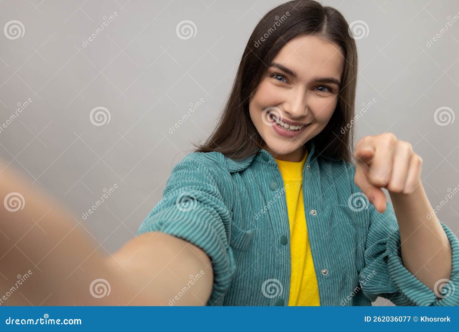 Woman with Satisfied Expression Making Selfie Expresses Sincere Woman with Satisfied Expression Making Selfie Expresses Sincere
