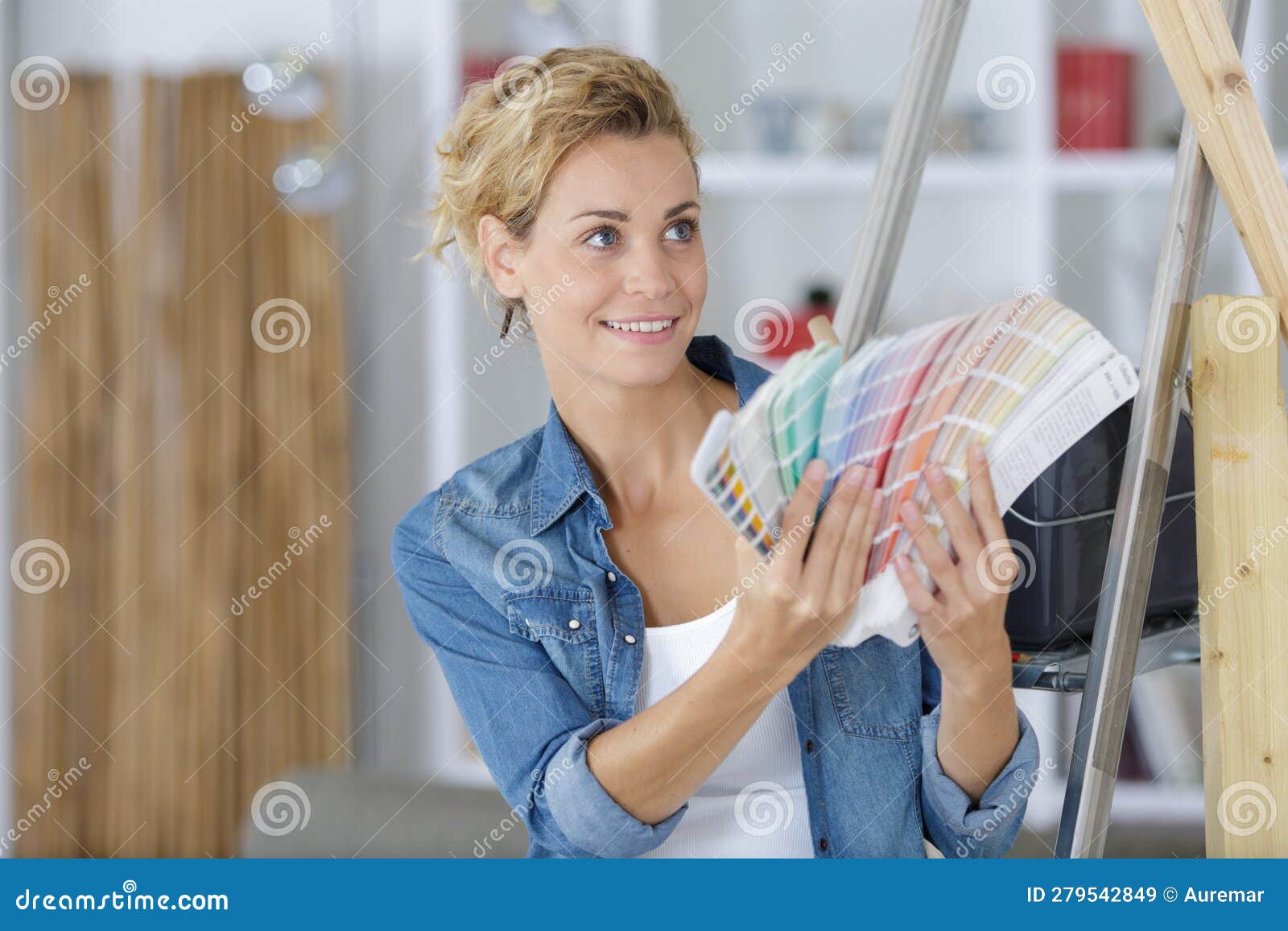 Woman with Scale Paint Swatches Stock Image - Image of palette ...