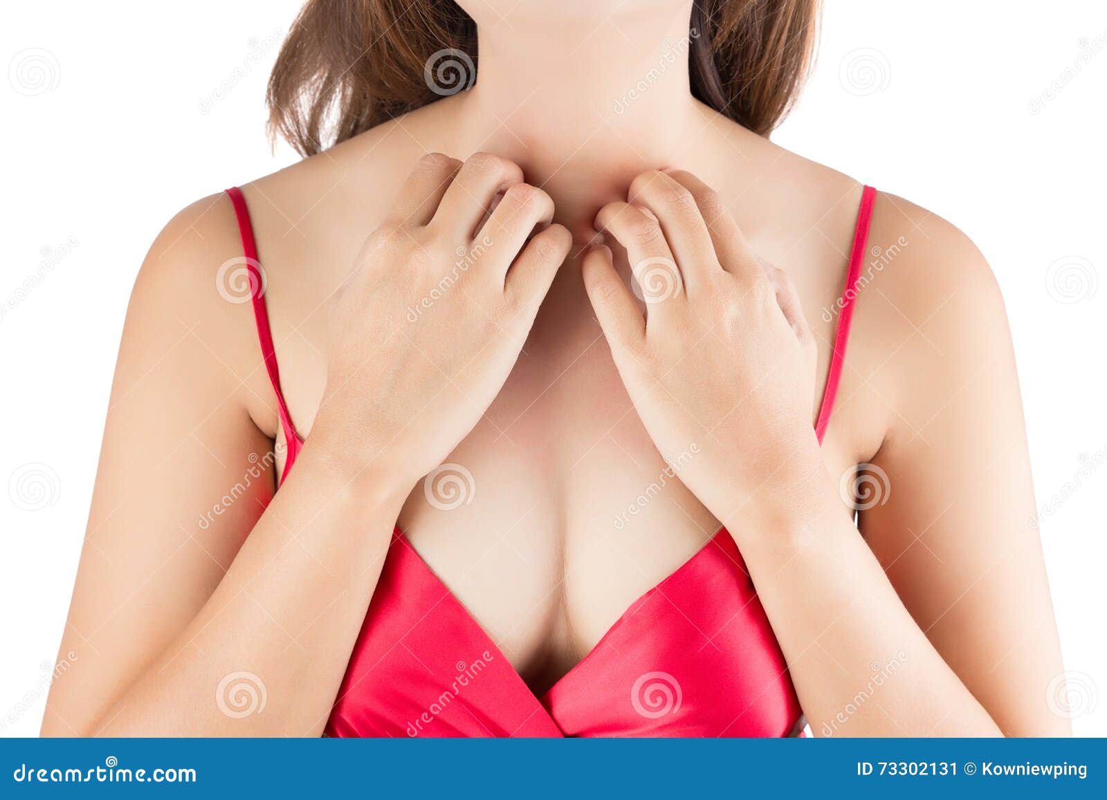 Woman Scratching Her Itchy Chest Stock Image - Image of irritate