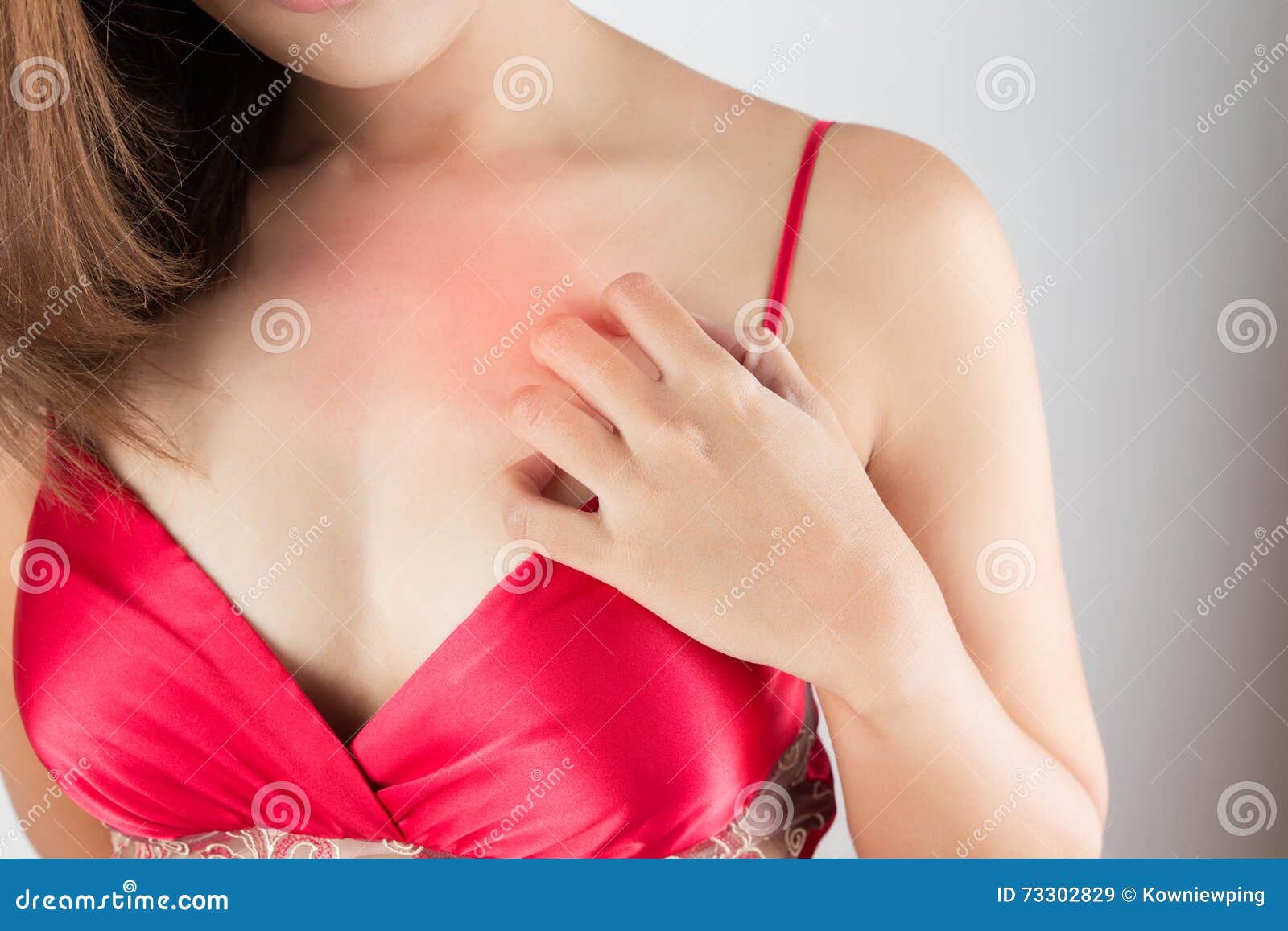 Woman Scratching Her Itchy Chest Stock Image - Image of inflammation,  burns: 73302829