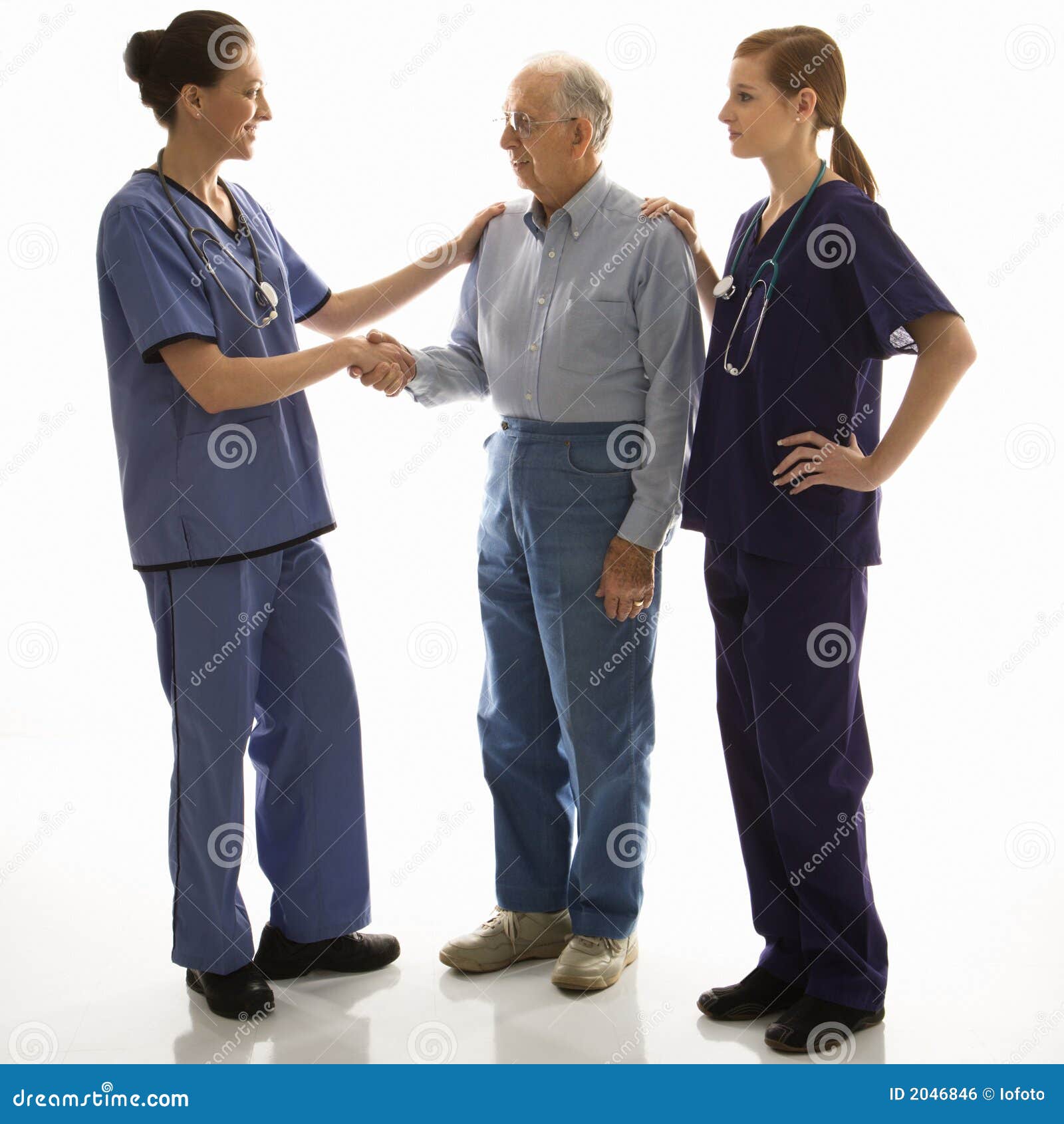Woman in Scrubs Shaking Hands Stock Photo Image of female, elderly 2046846