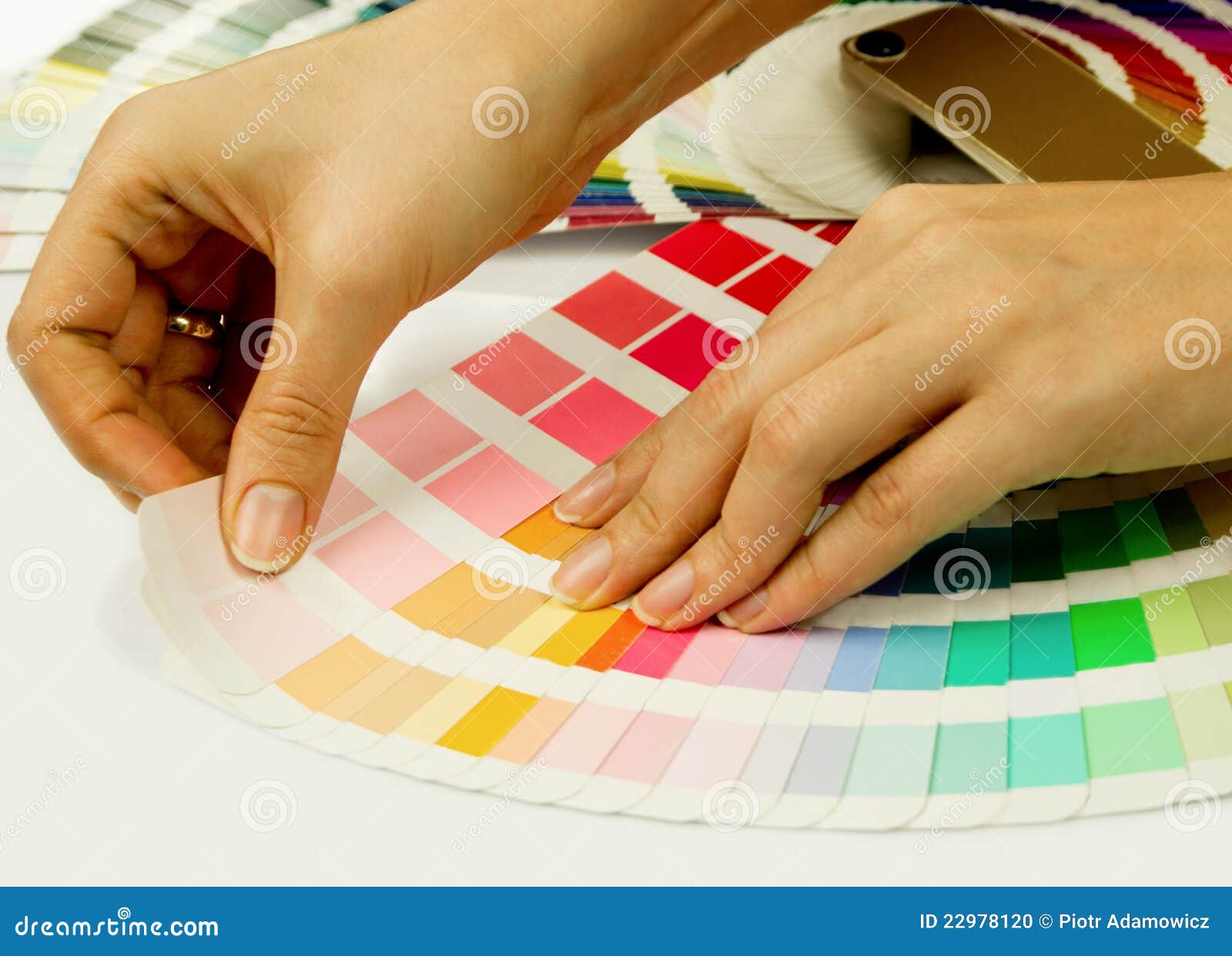 Woman Selecting Color from Pantone Swatches Stock Photo - Image of ...