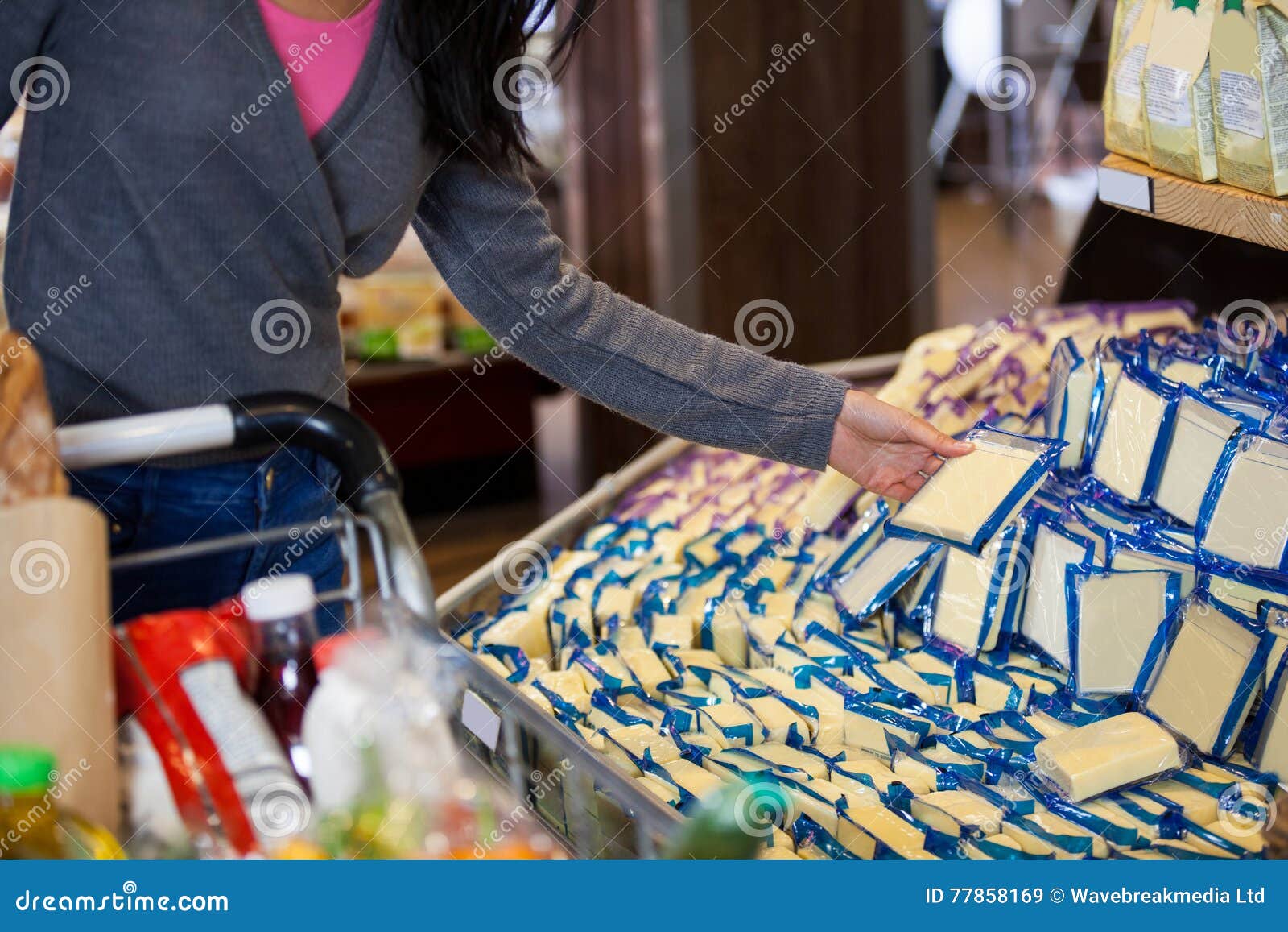 Woman Selecting Dairy Products In Grocery Section Stock Image Image Of Consumer Food 77858169