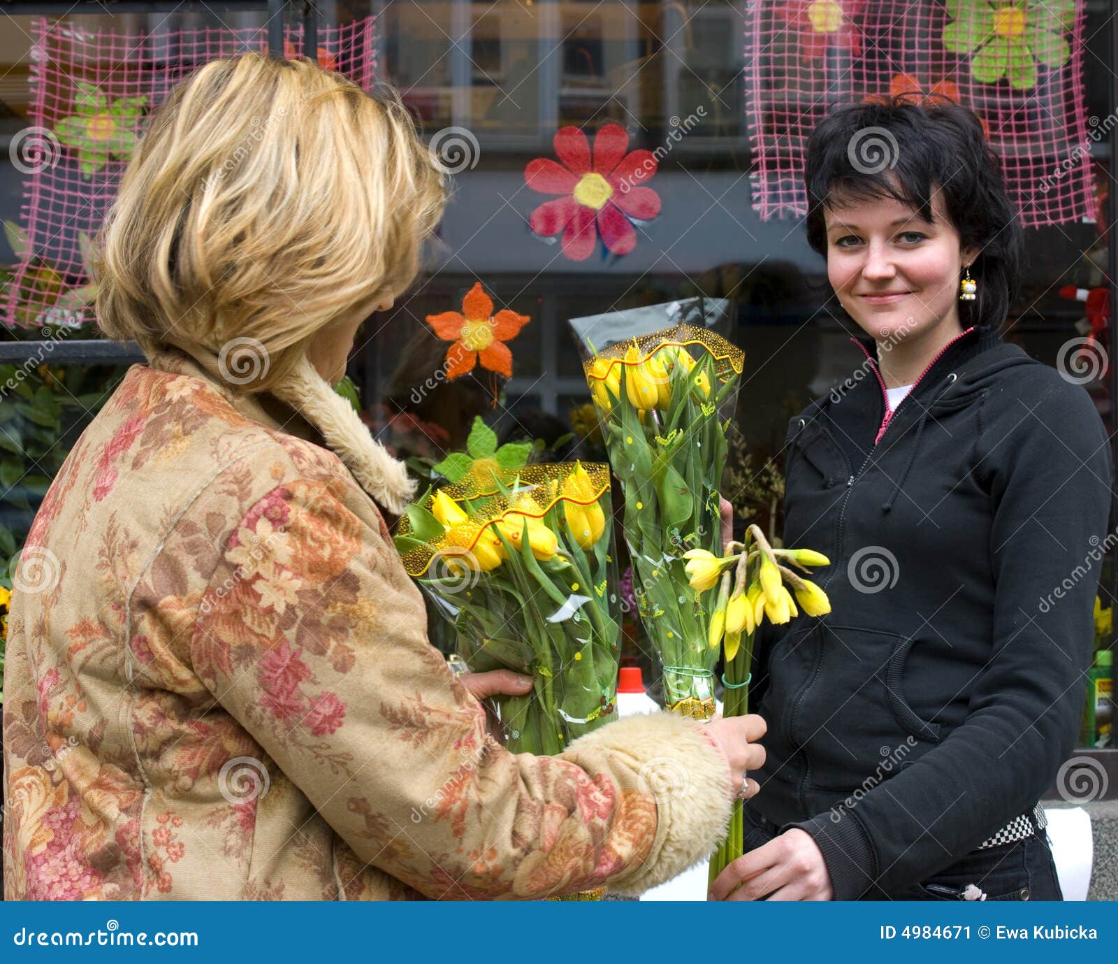 Woman Selling Spring Flowers Stock Image Image of flower, optimist