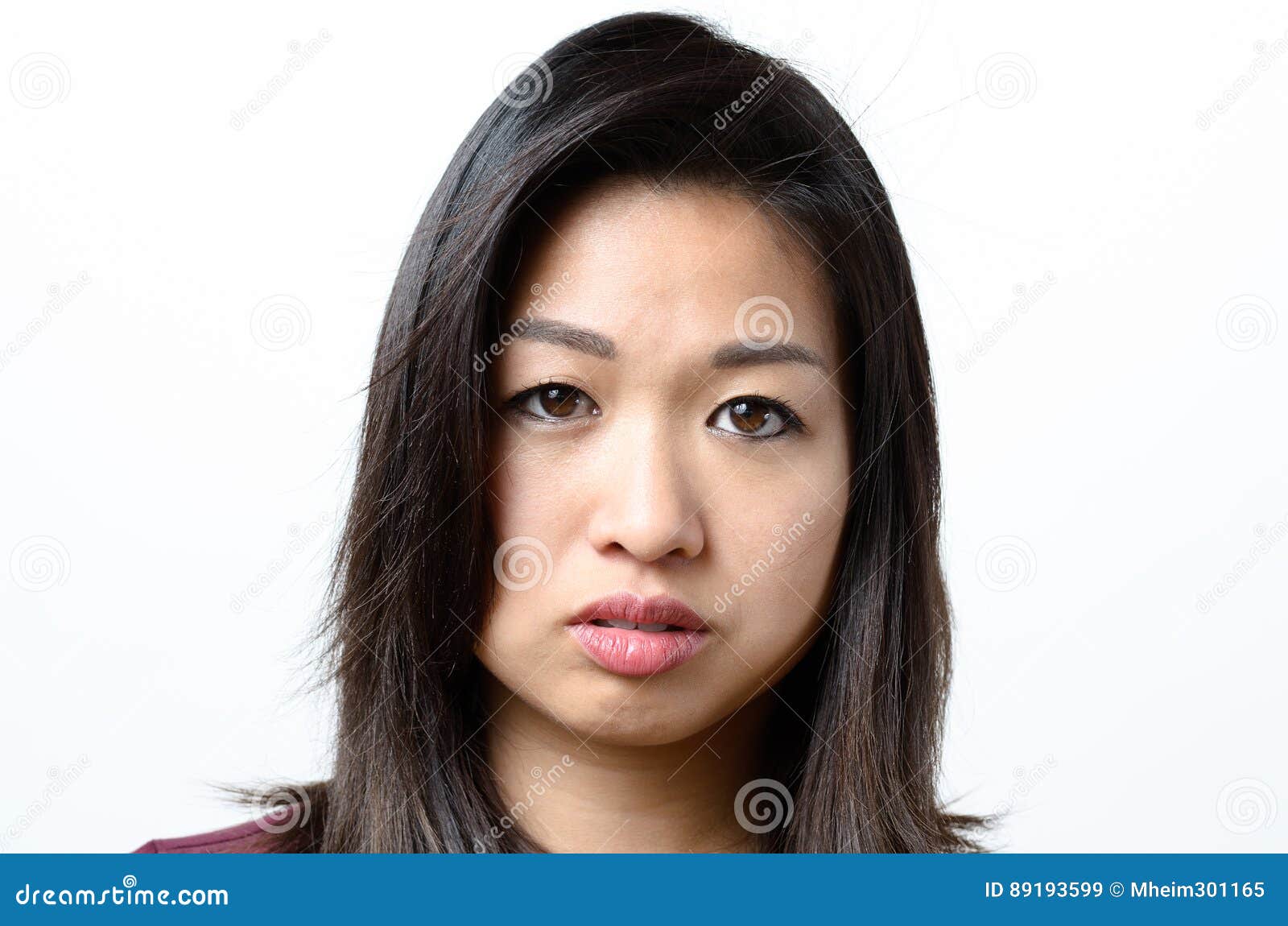 Woman with Serious Blank Stare Stock Image - Image of white, background: 89193599