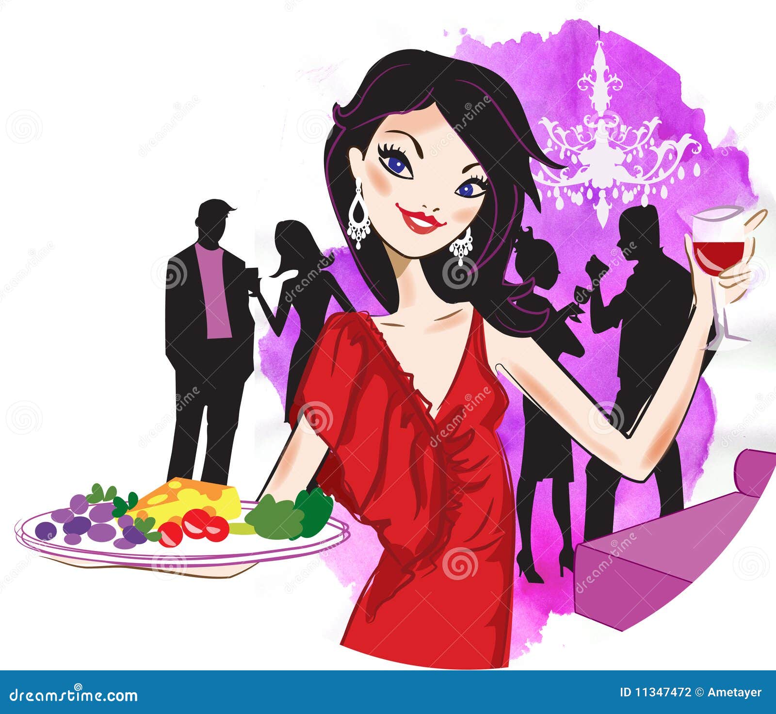 Woman serving food stock illustration. Illustration of dining 11347472
