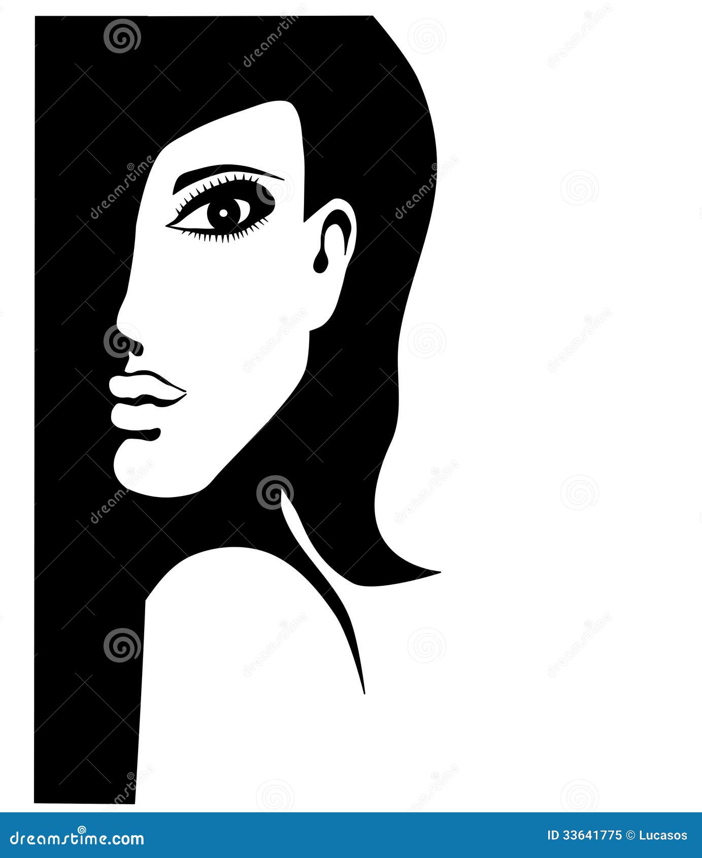 Woman in shadow. stock vector. Image of head, black, clean 