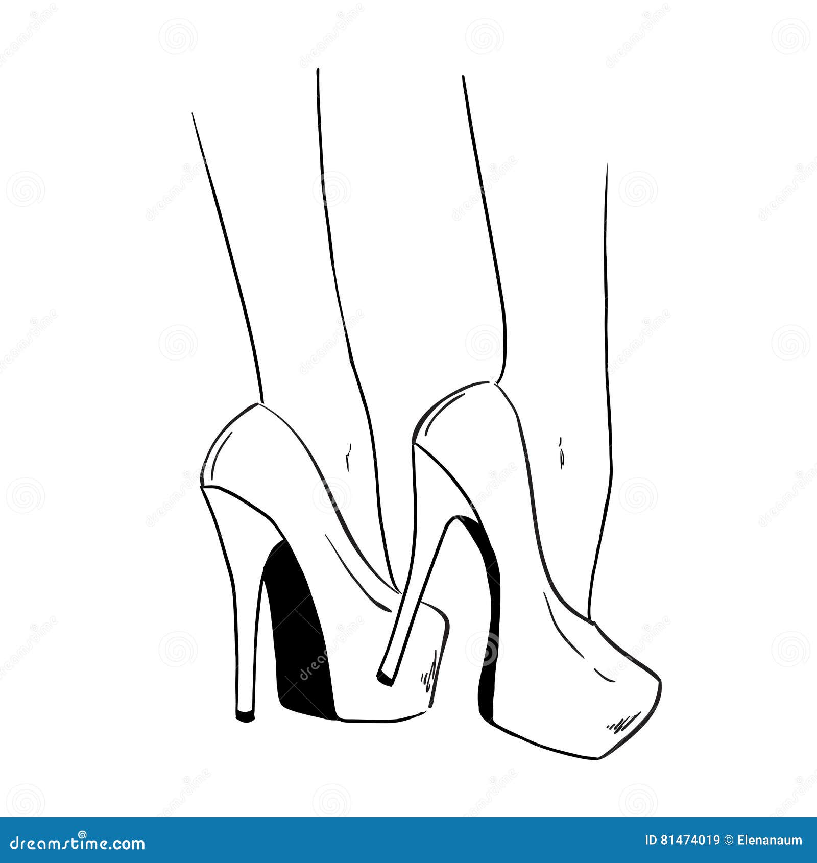 Woman Shoes with High Heels. Fashion Illustration Stock Vector ...
