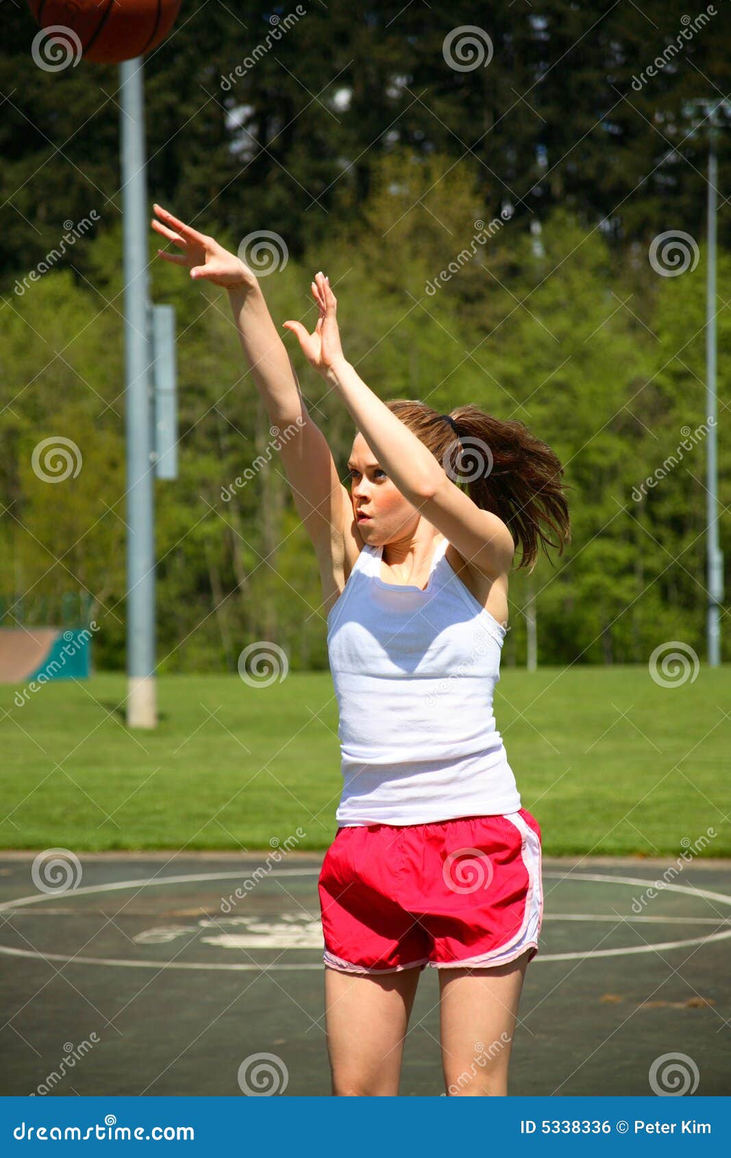 Woman Shooting Basketball Royalty Free Stock Image Image 5338336