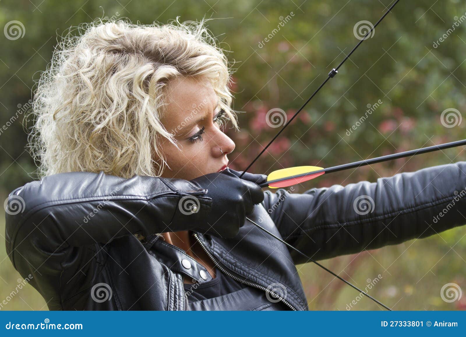 Woman Shooting with Bow and Arrow Stock Image Image of woman