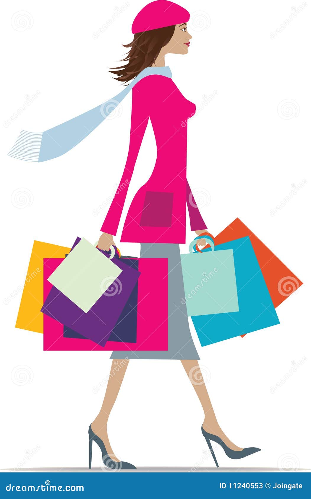 Woman shopping stock vector. Illustration of pink, girl - 11240553