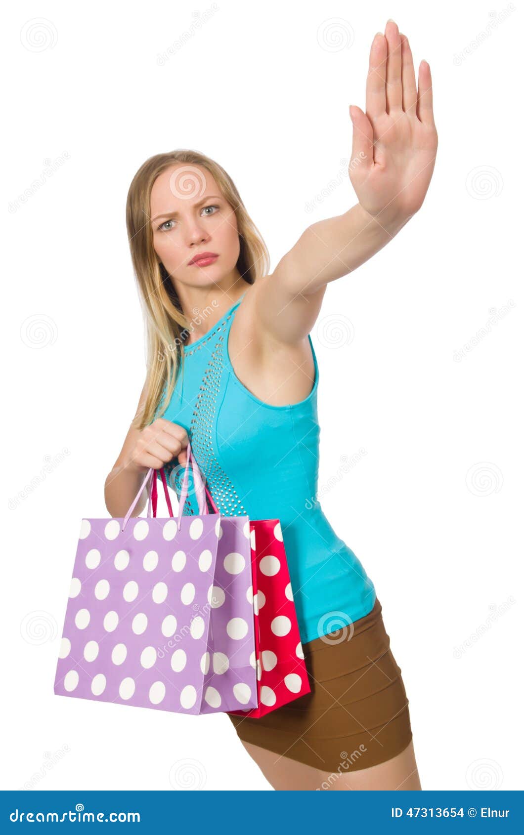 Woman with Shopping Bags Isolated Stock Photo - Image of background ...