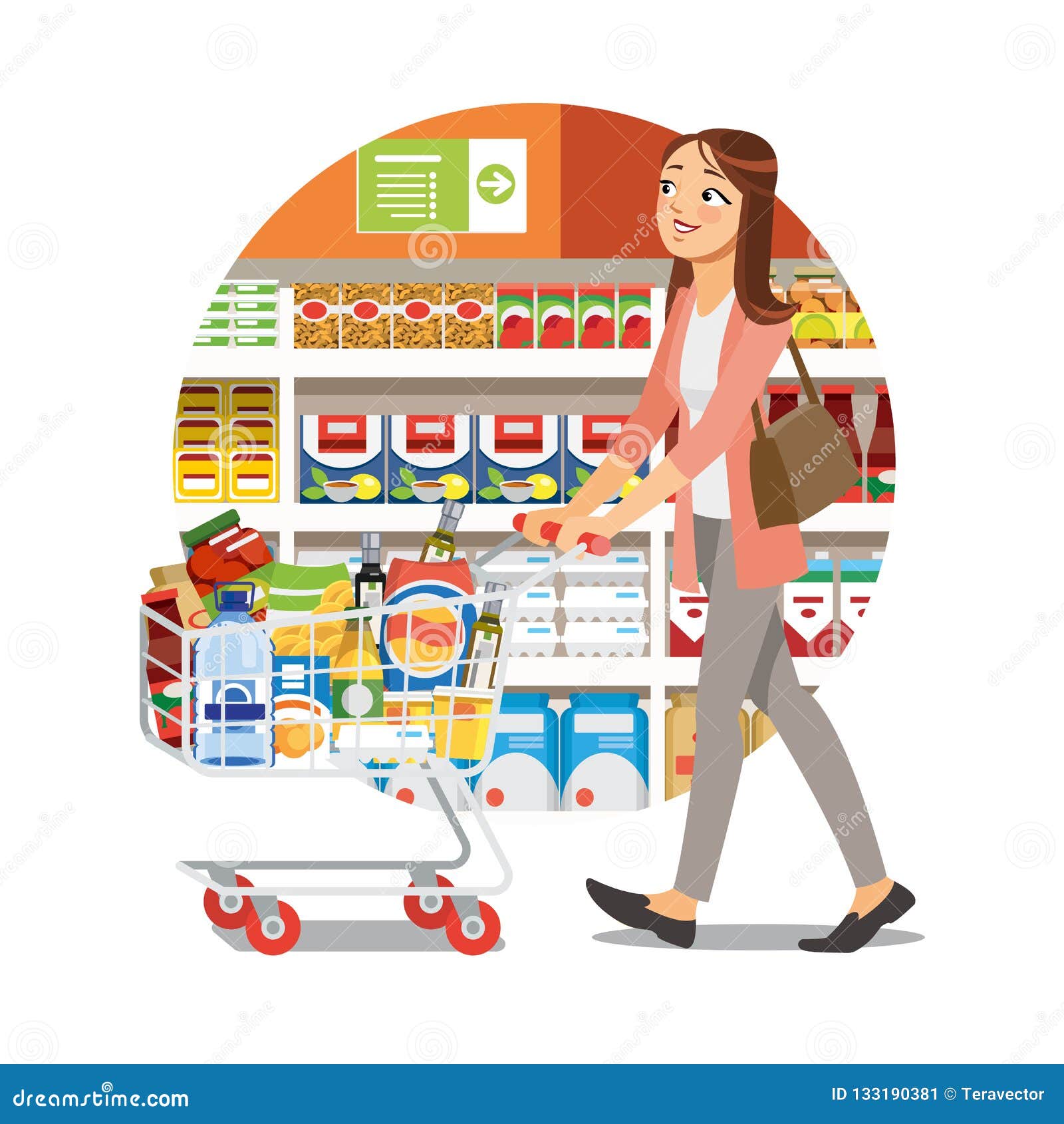 Woman Shopping in Grocery Shop Cartoon Vector Icon Stock Vector -  Illustration of caucasian, character: 133190381