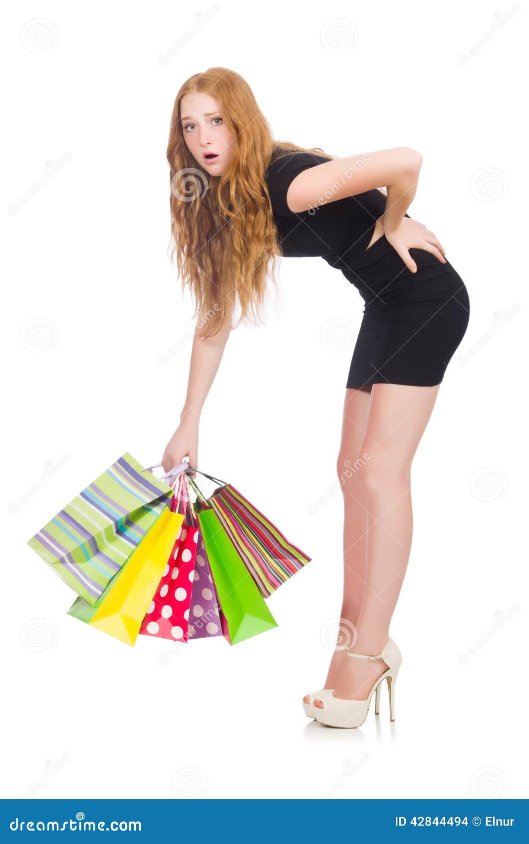 Woman after shopping spree stock photo. Image of customer - 42844494