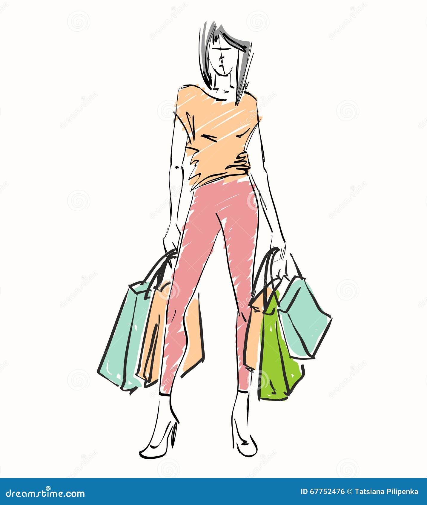 Woman with shopping stock vector. Illustration of buying - 67752476