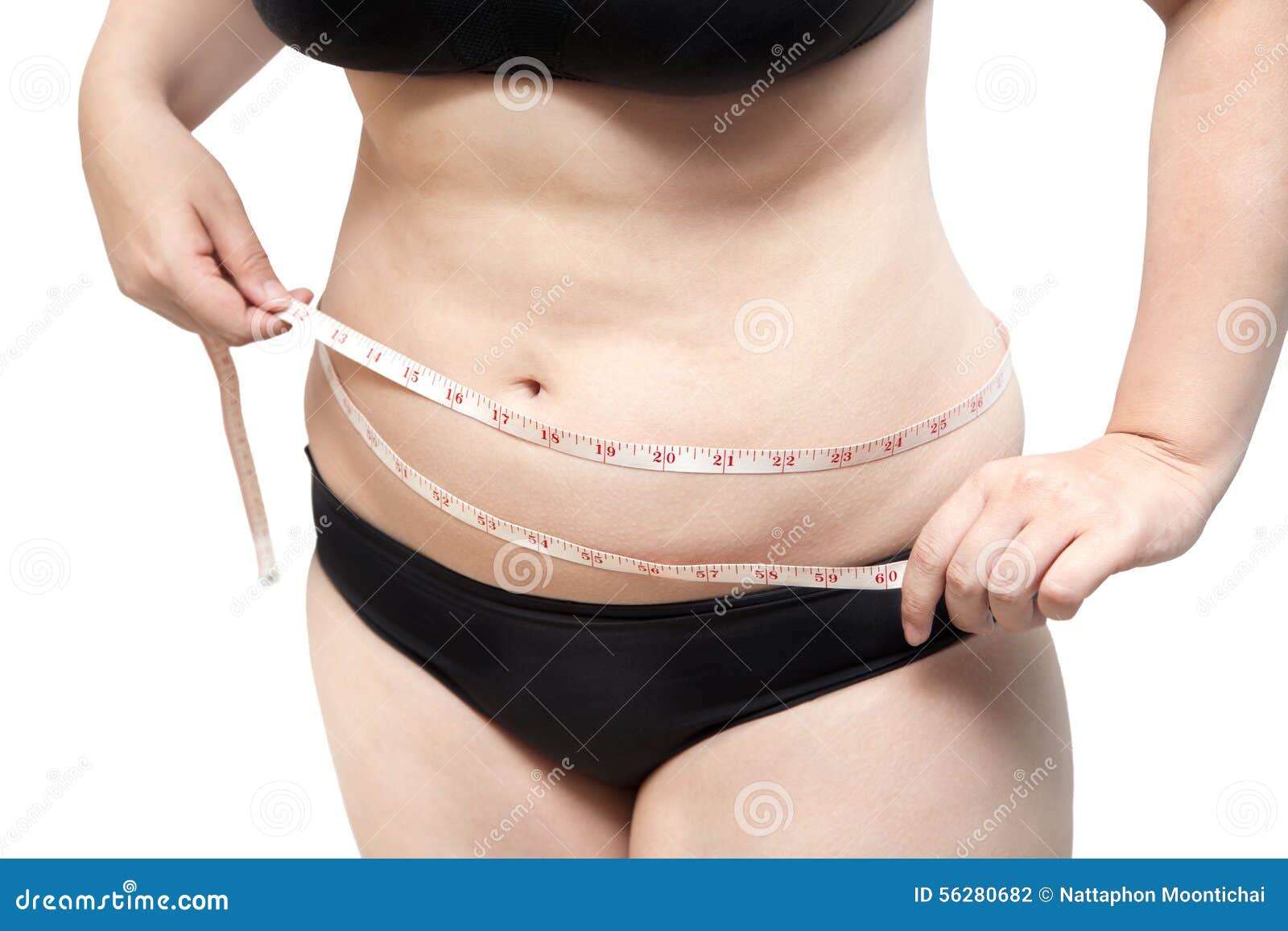 Woman Show Body Fat Wearing Black Underwear Bra on White Isolated Stock  Photo - Image of adult, asian: 56280682