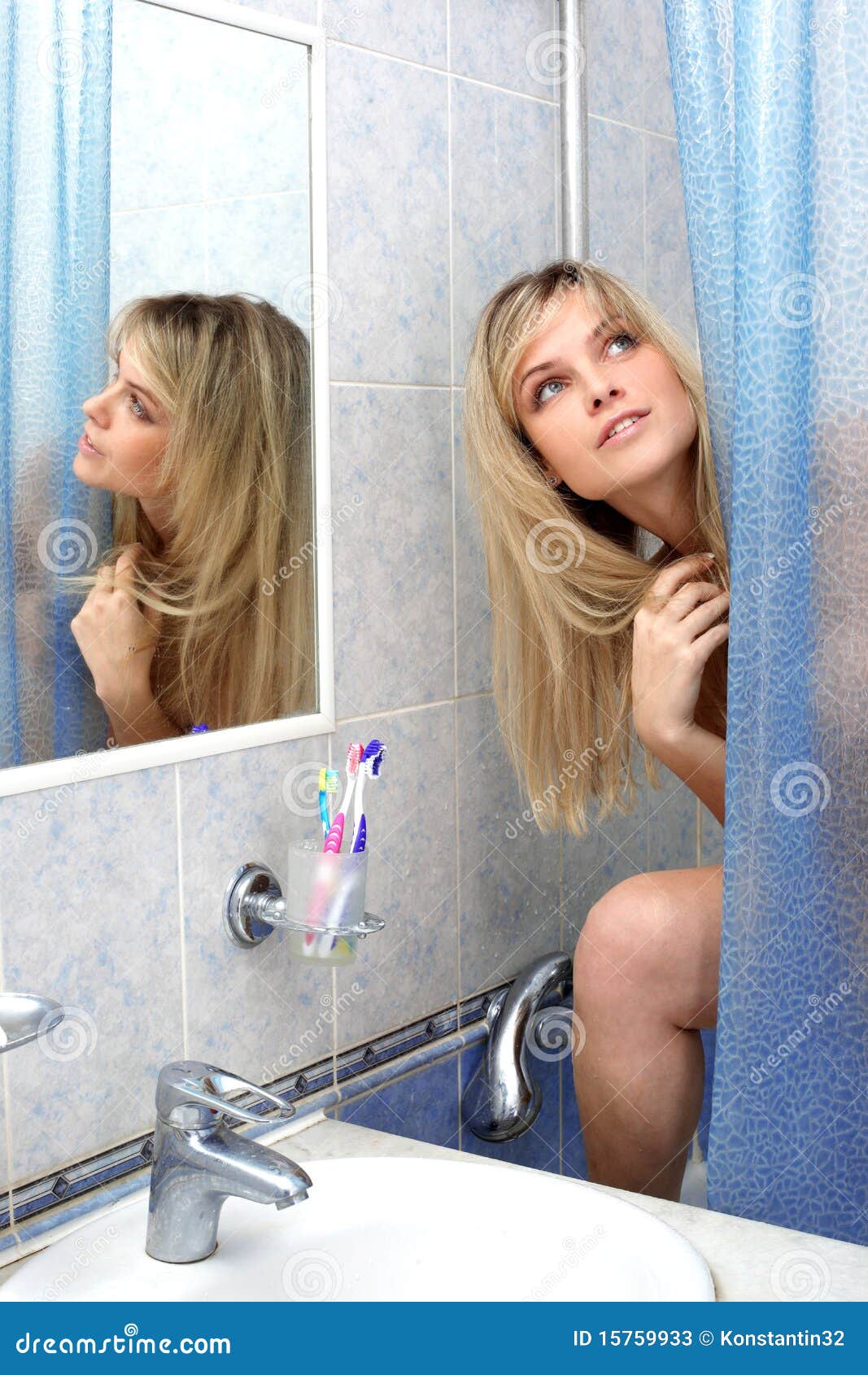 Woman After Shower In Bathroo