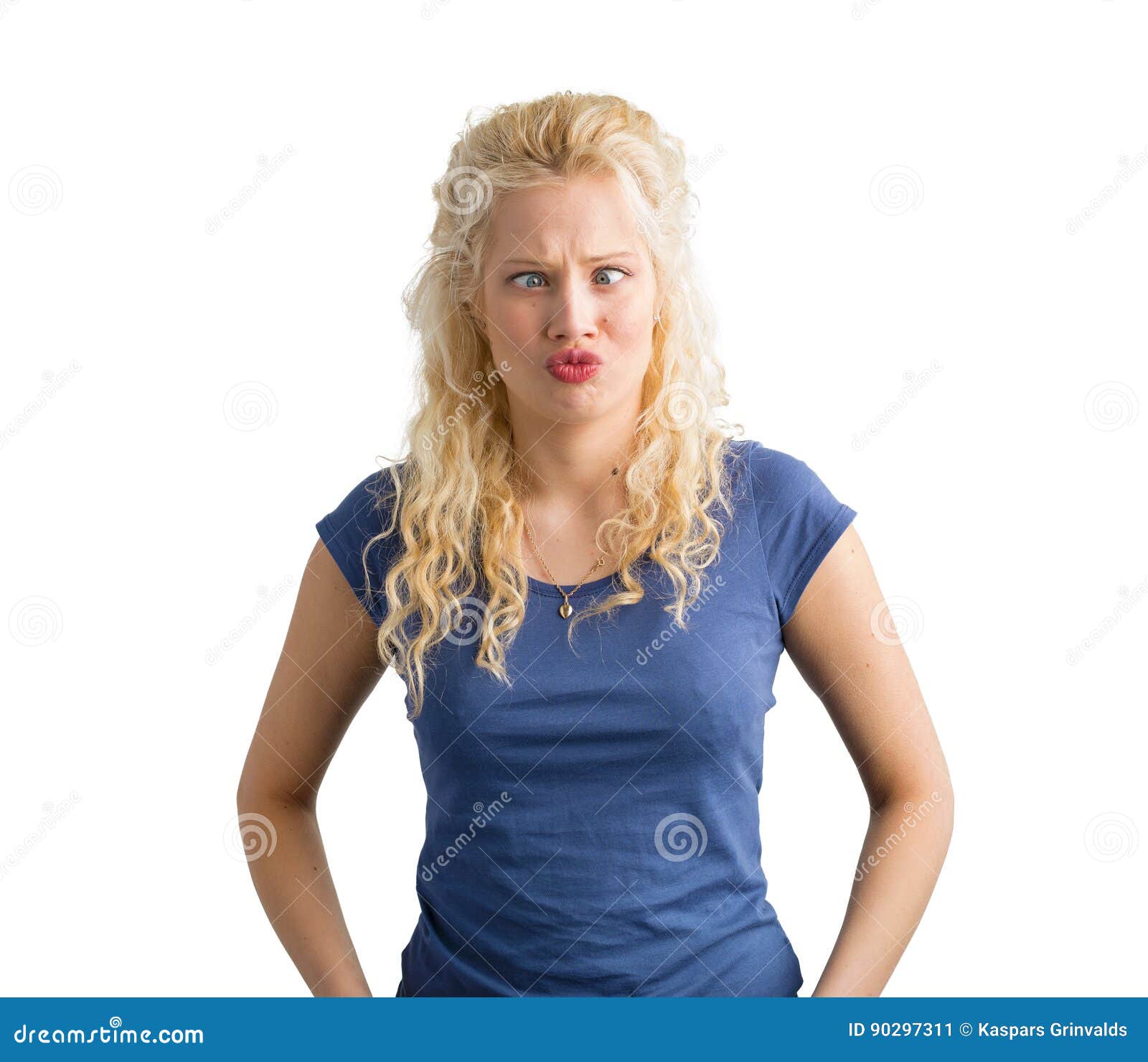 Woman showing funny face stock image. Image of isolated 90297311