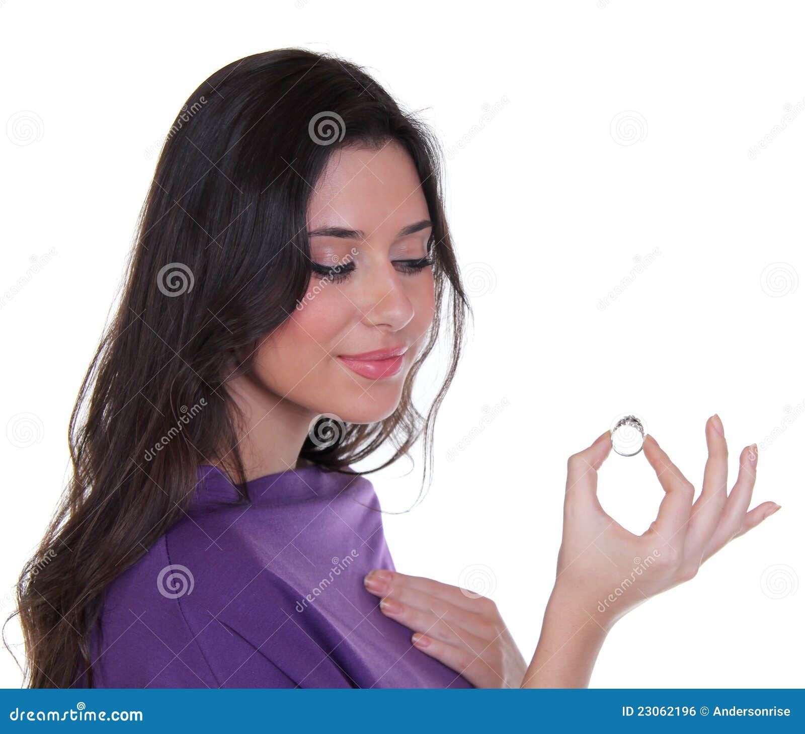 Woman Showing Her Engagement Ring Stock Photo Image of face, fresh