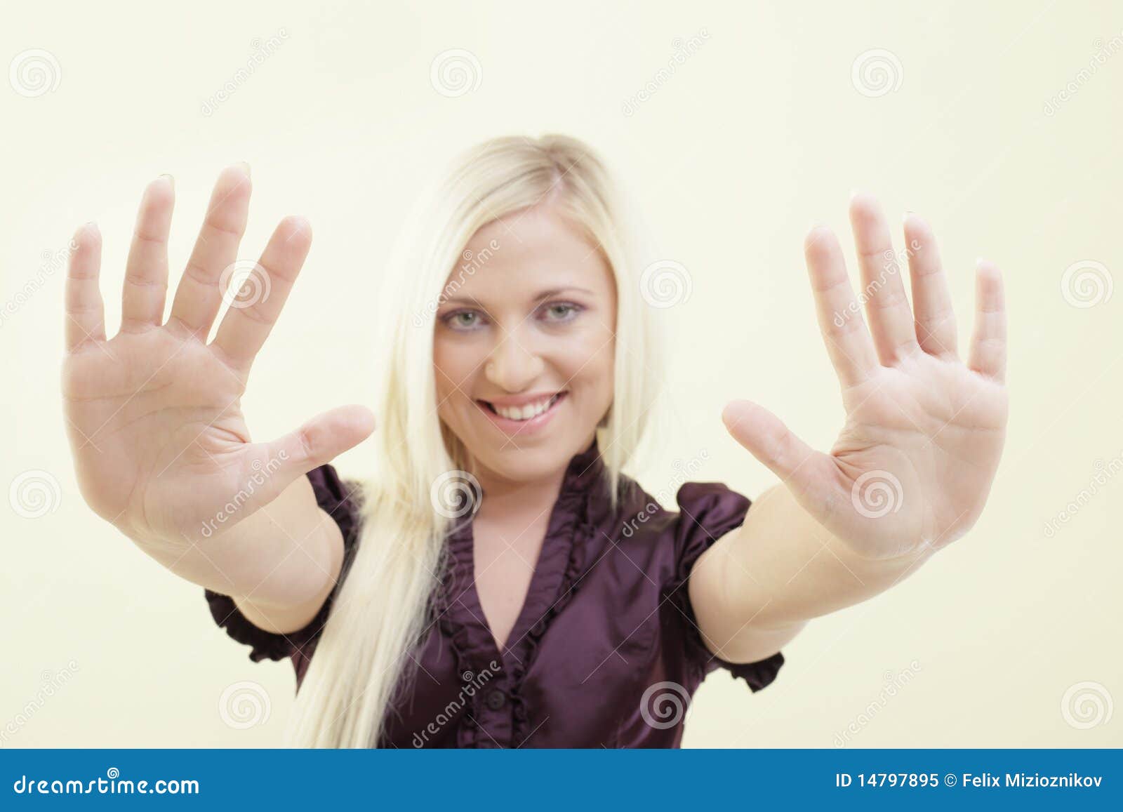 Woman Showing Her Palms Stock Image Image Of Background 14797895