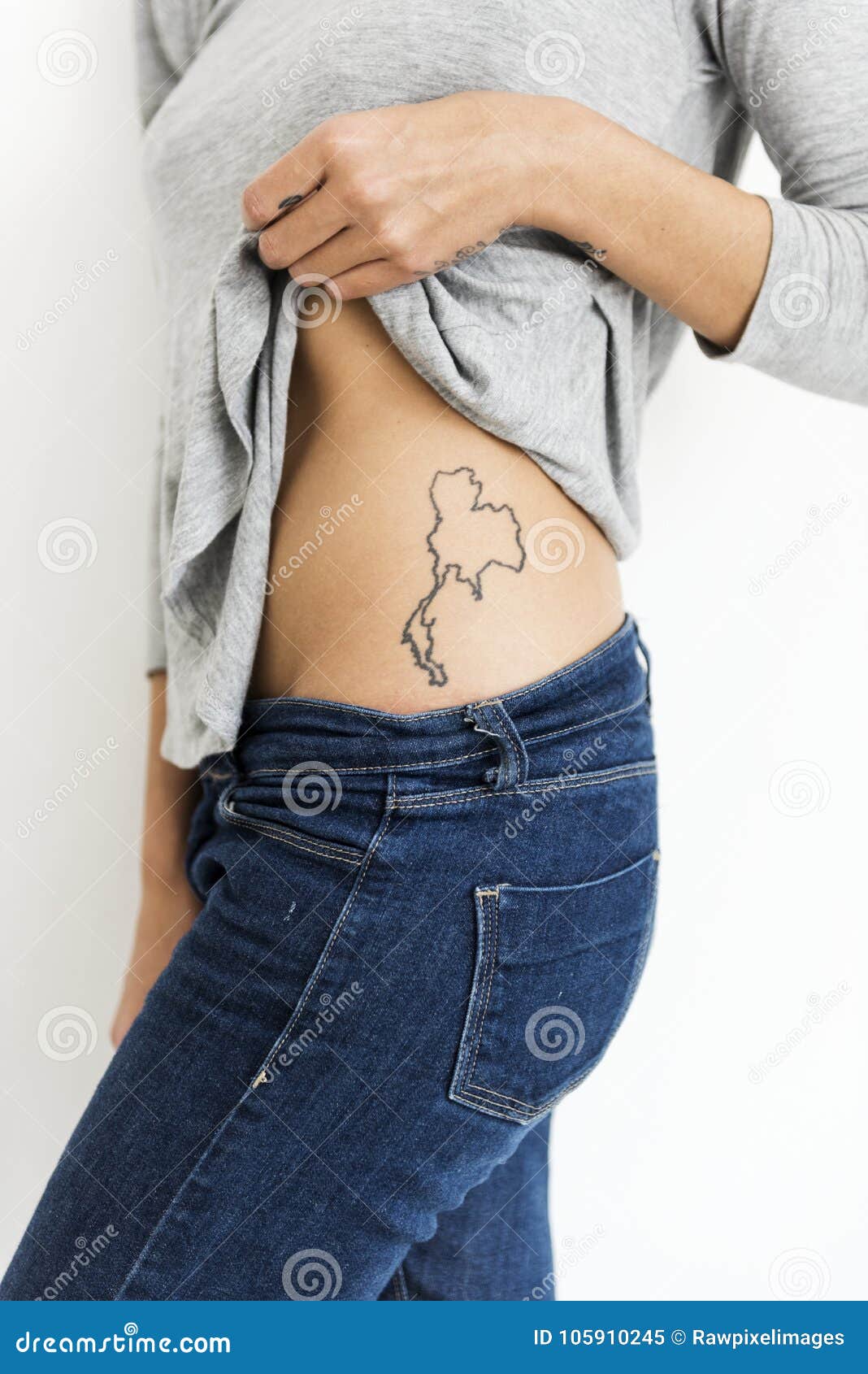 Woman is Showing Thailand Map Tattoo on Her Waist Stock Image - Image of  lifestyle, waist: 105910245