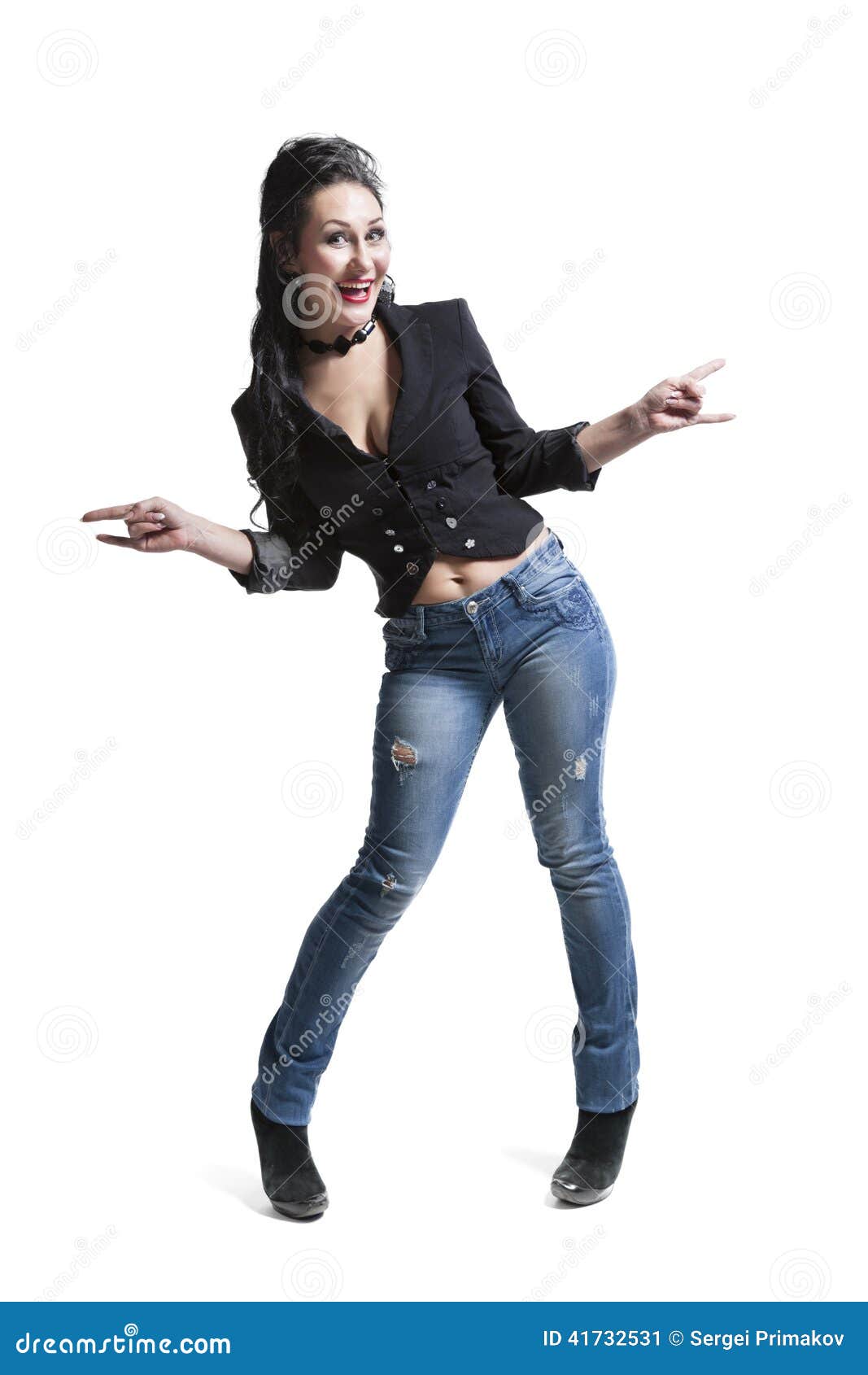 Woman Shows Sign Devil Rock Metal Stock Image - Image of expression ...